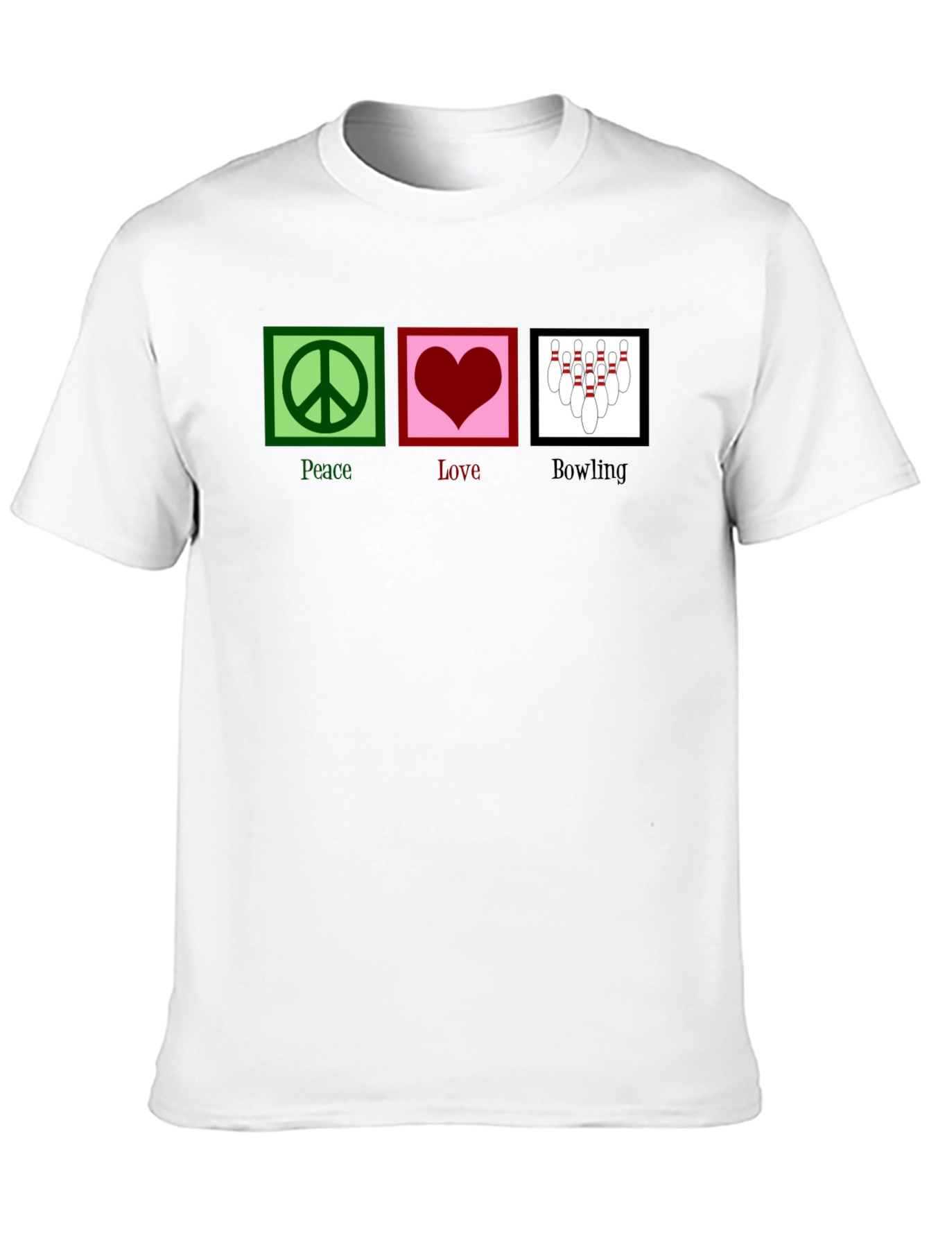 Black Peace Love Bowling Graphic T-Shirt view 10