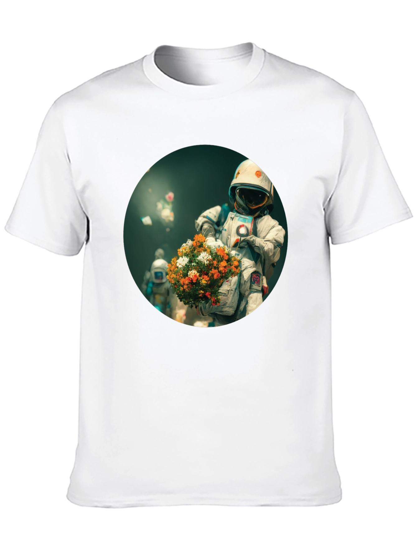 Black Astronaut with Flowers Graphic Tee - Black view 10