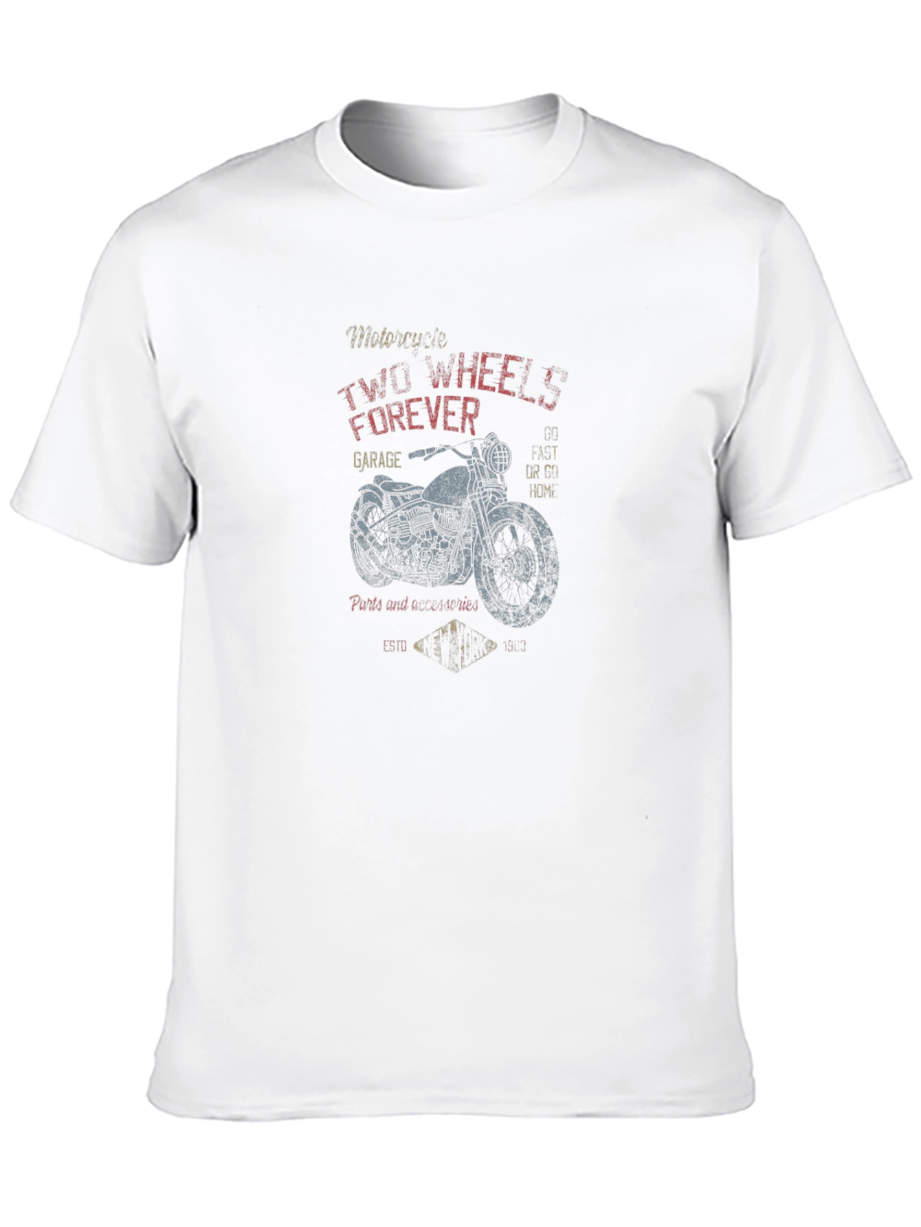 Black Motorcycle "Two Wheels Forever" Graphic Tee view 10