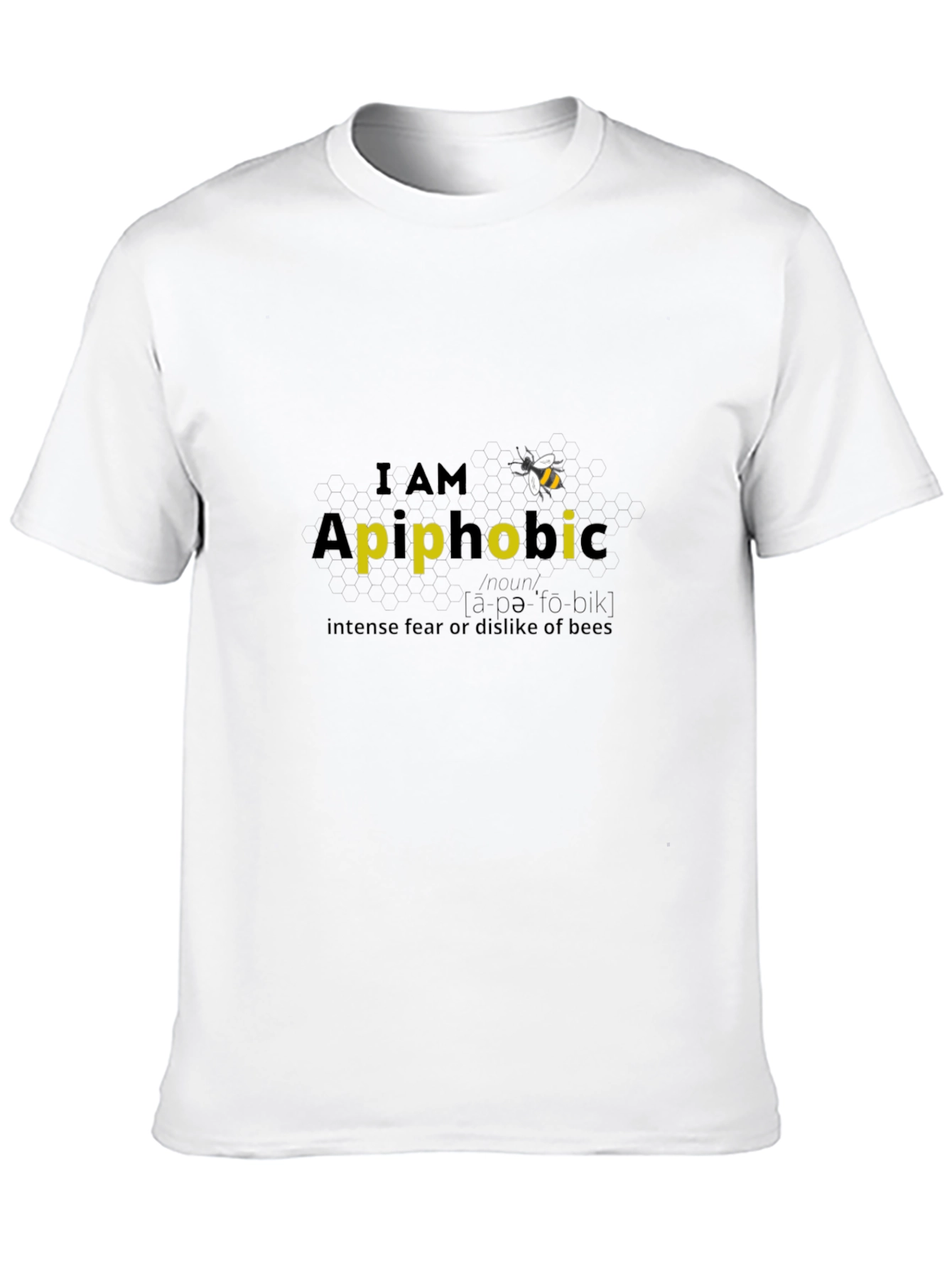 Black I AM Apiphobic T-Shirt - Fear of Bees view 10