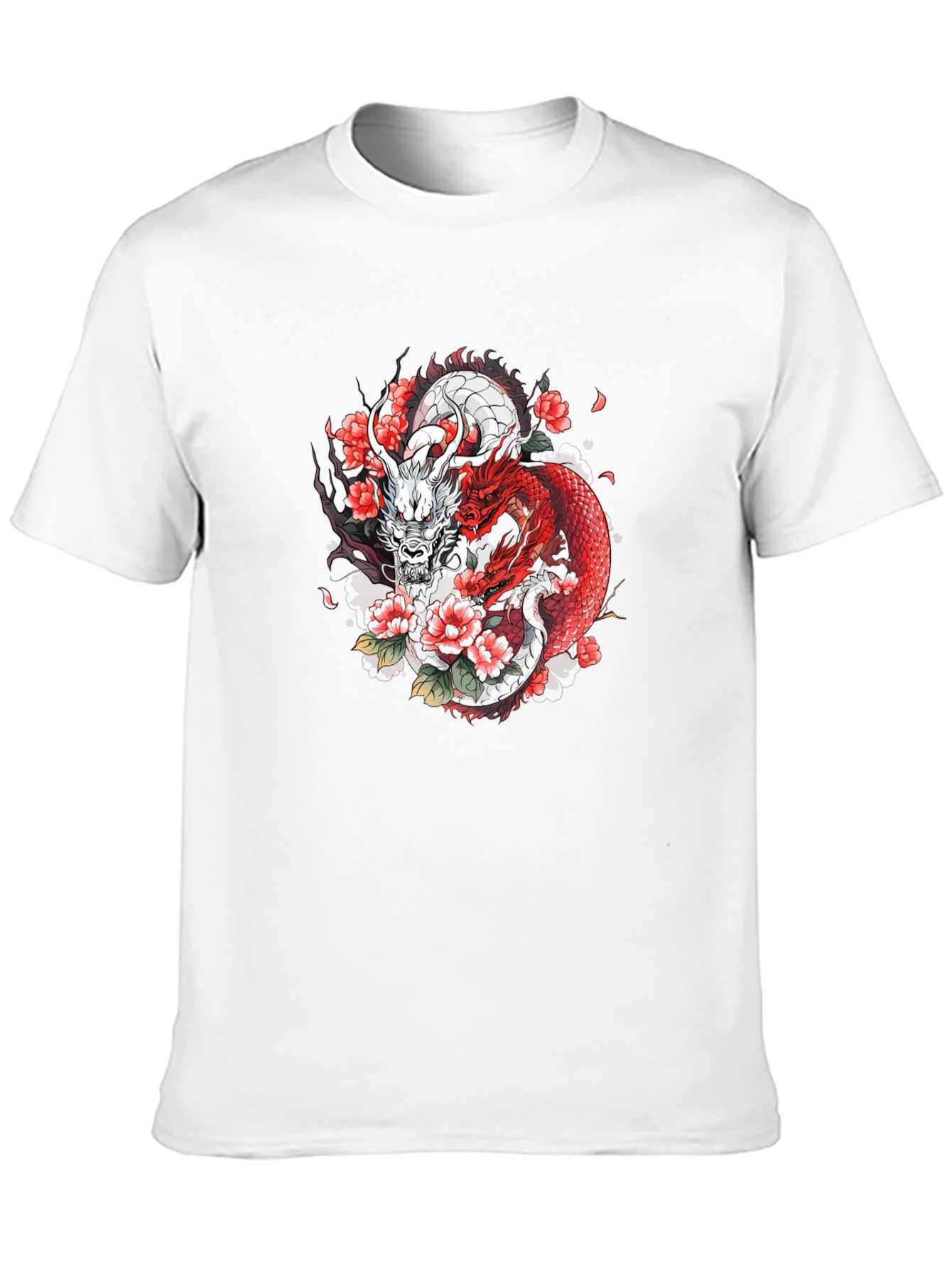 Black Dragon & Floral Graphic Tee - Black view 10