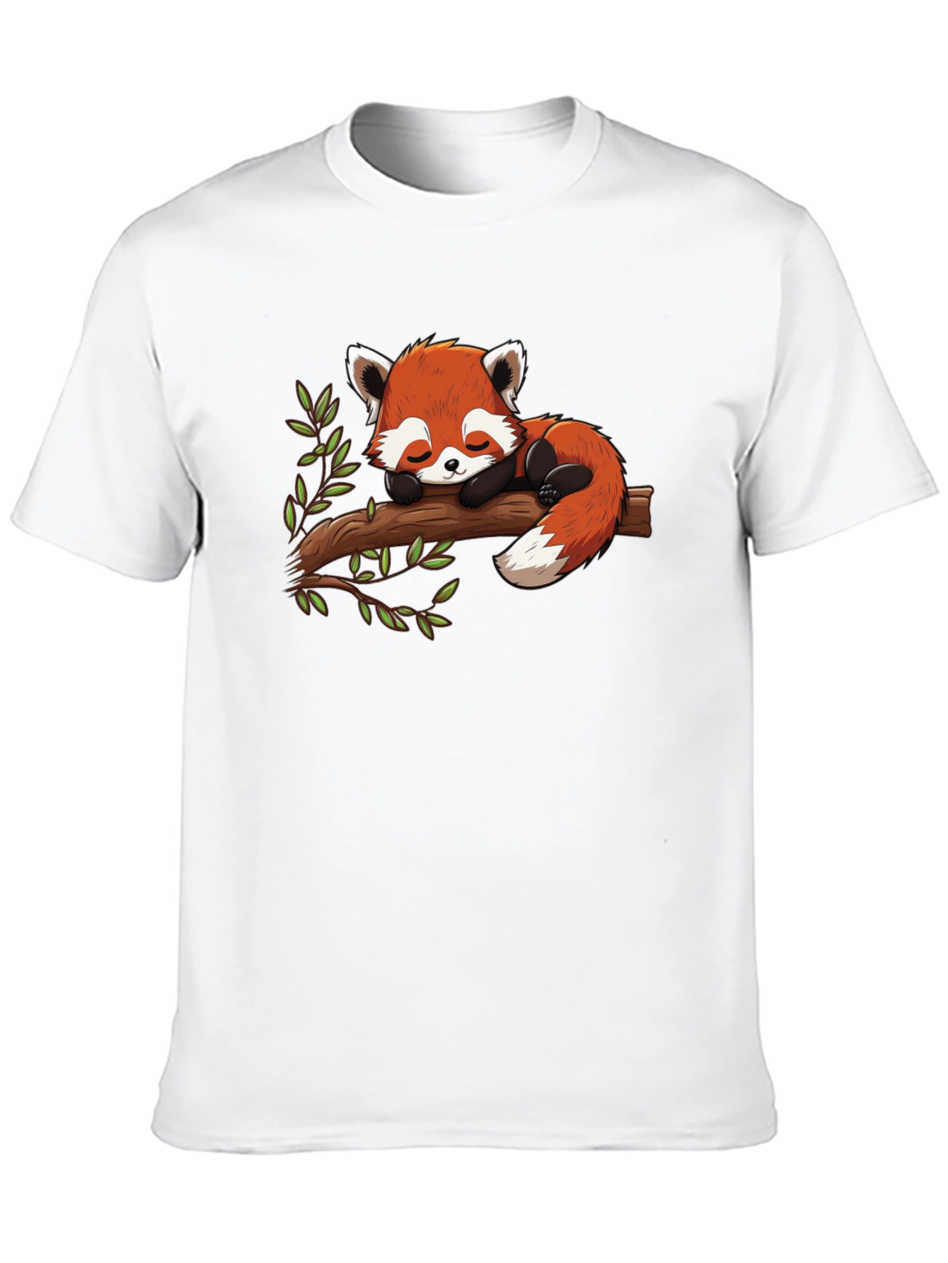 Black Cute Red Panda Napping on Branch Graphic Tee view 10