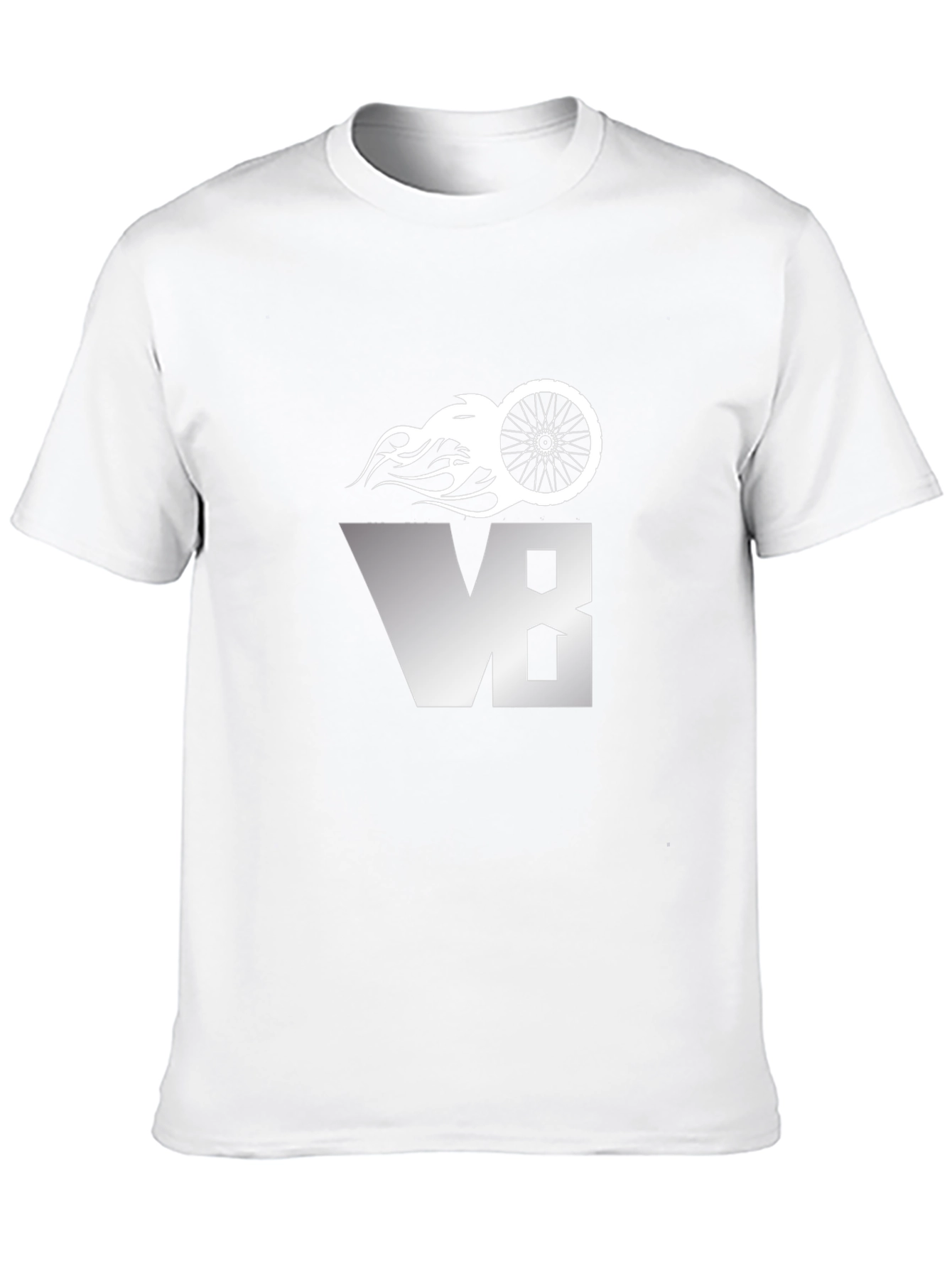 Black Men's Black V8 Bike Wheel Graphic T-Shirt view 10