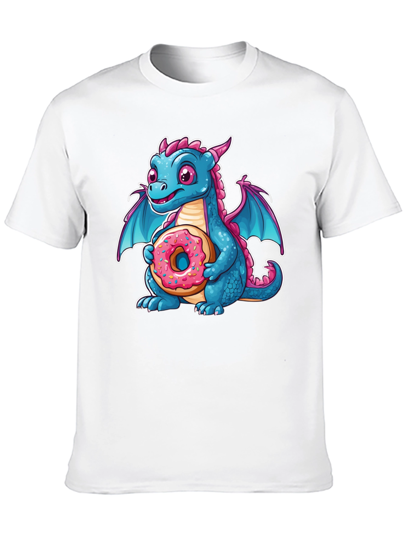 Black Cute Dragon Donut T-Shirt - Cartoon Graphic Tee view 10