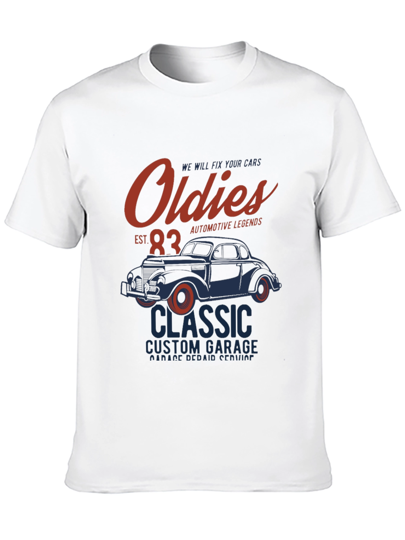 Black Oldies Classic Car Garage T-Shirt view 10