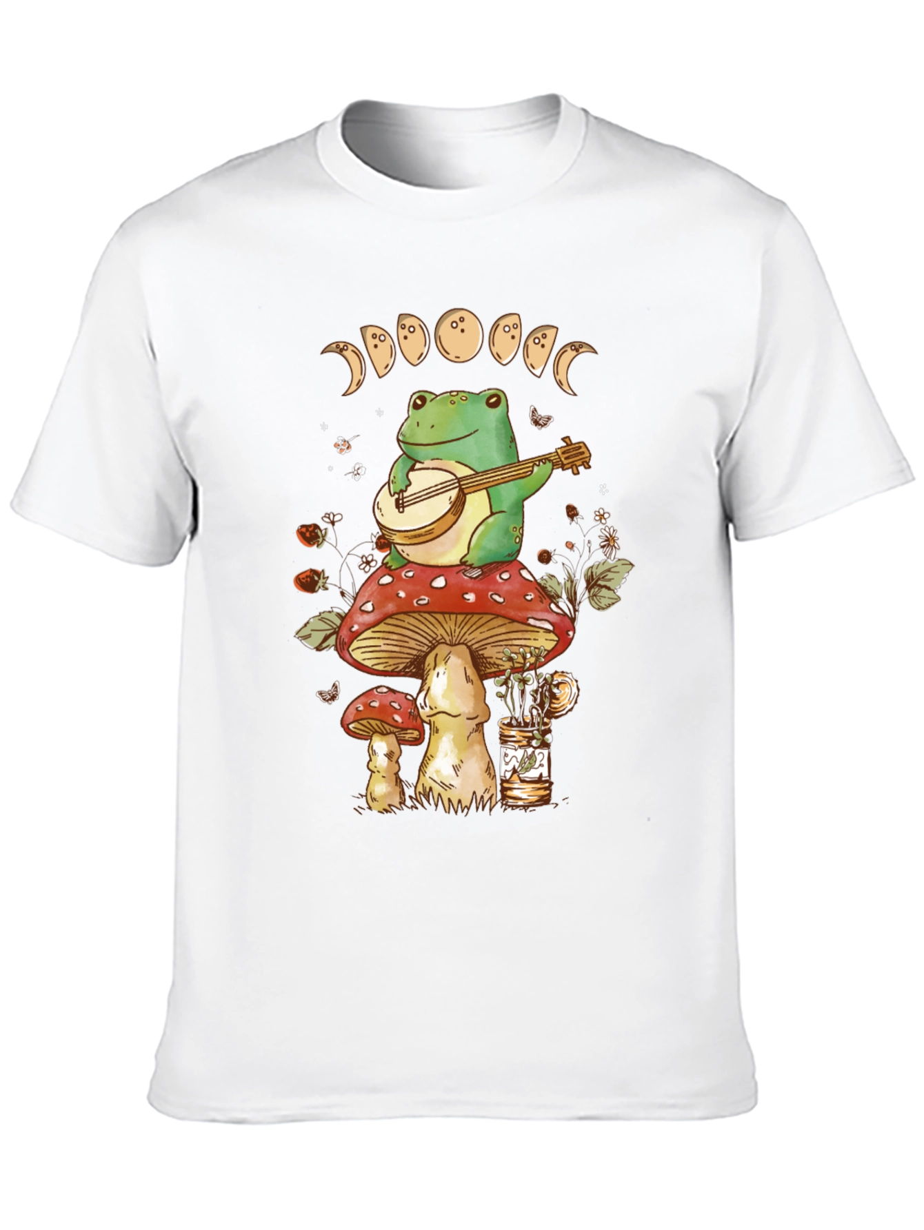 Black Frog Banjo Mushroom T-Shirt - Moon Phases view 10