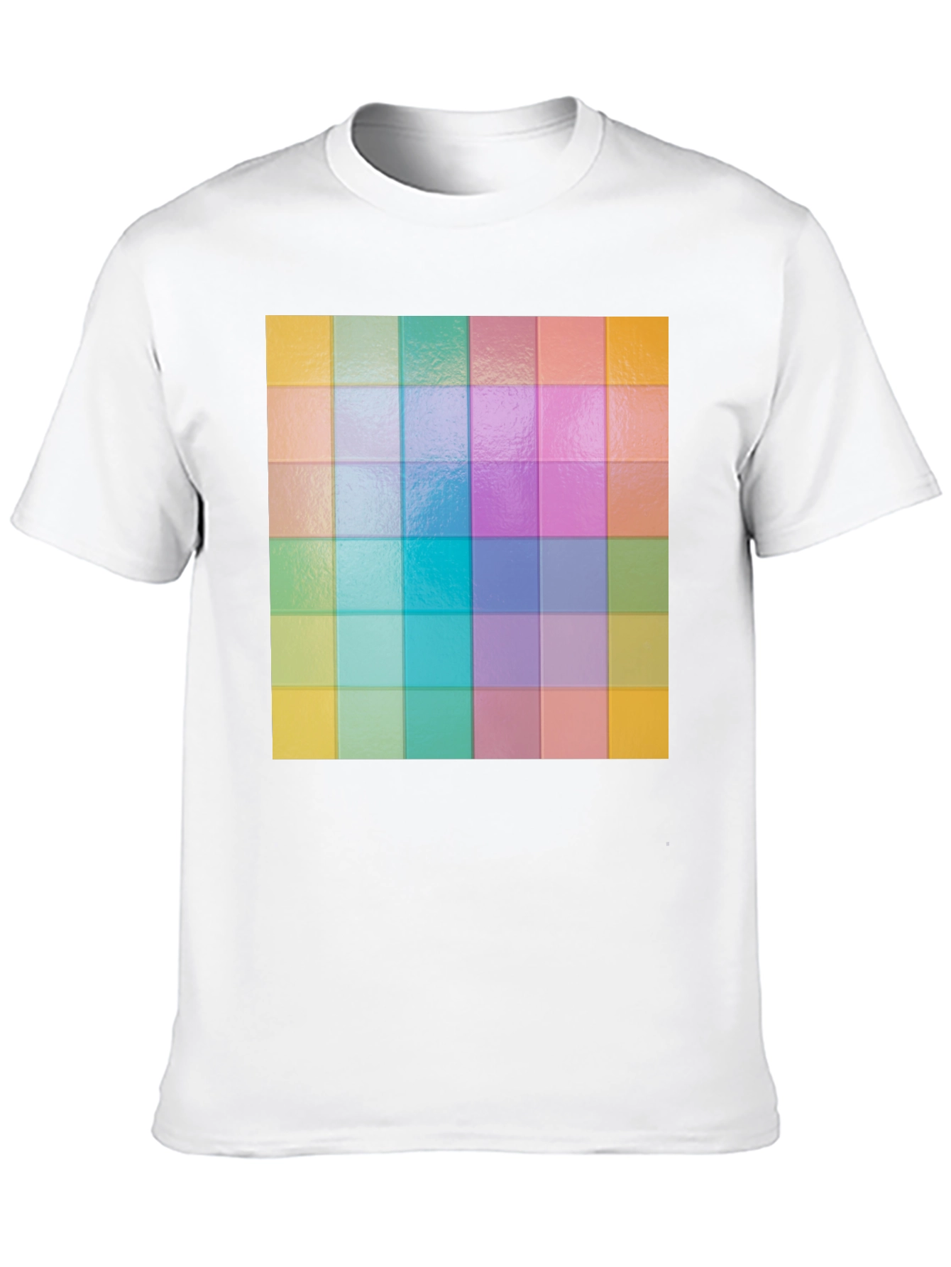 Black Colorful Grid Pattern Graphic Tee - Stylish Casual Wear view 10