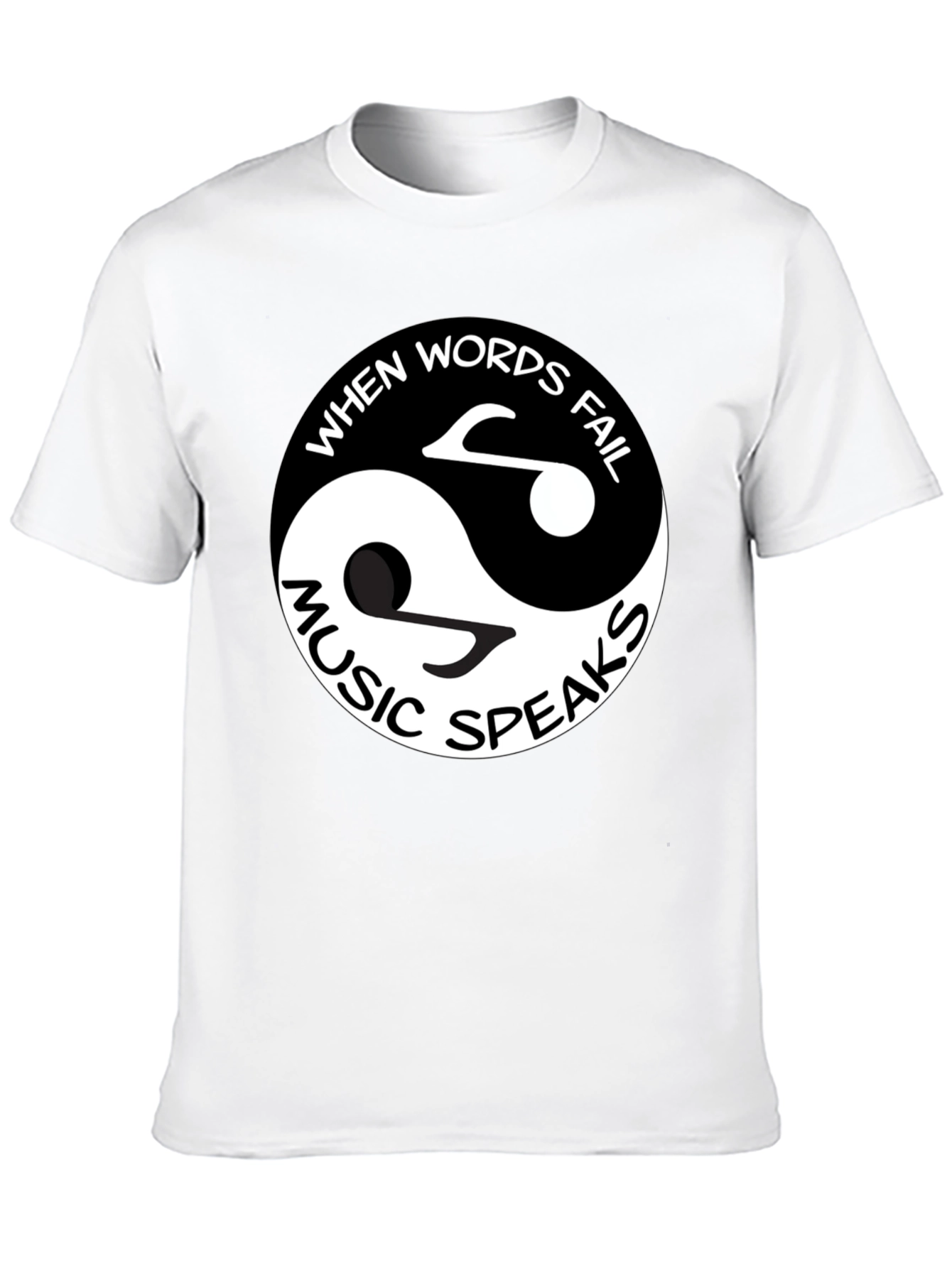 Black Yin Yang Music Speaks Graphic Tee - Black Cotton view 10