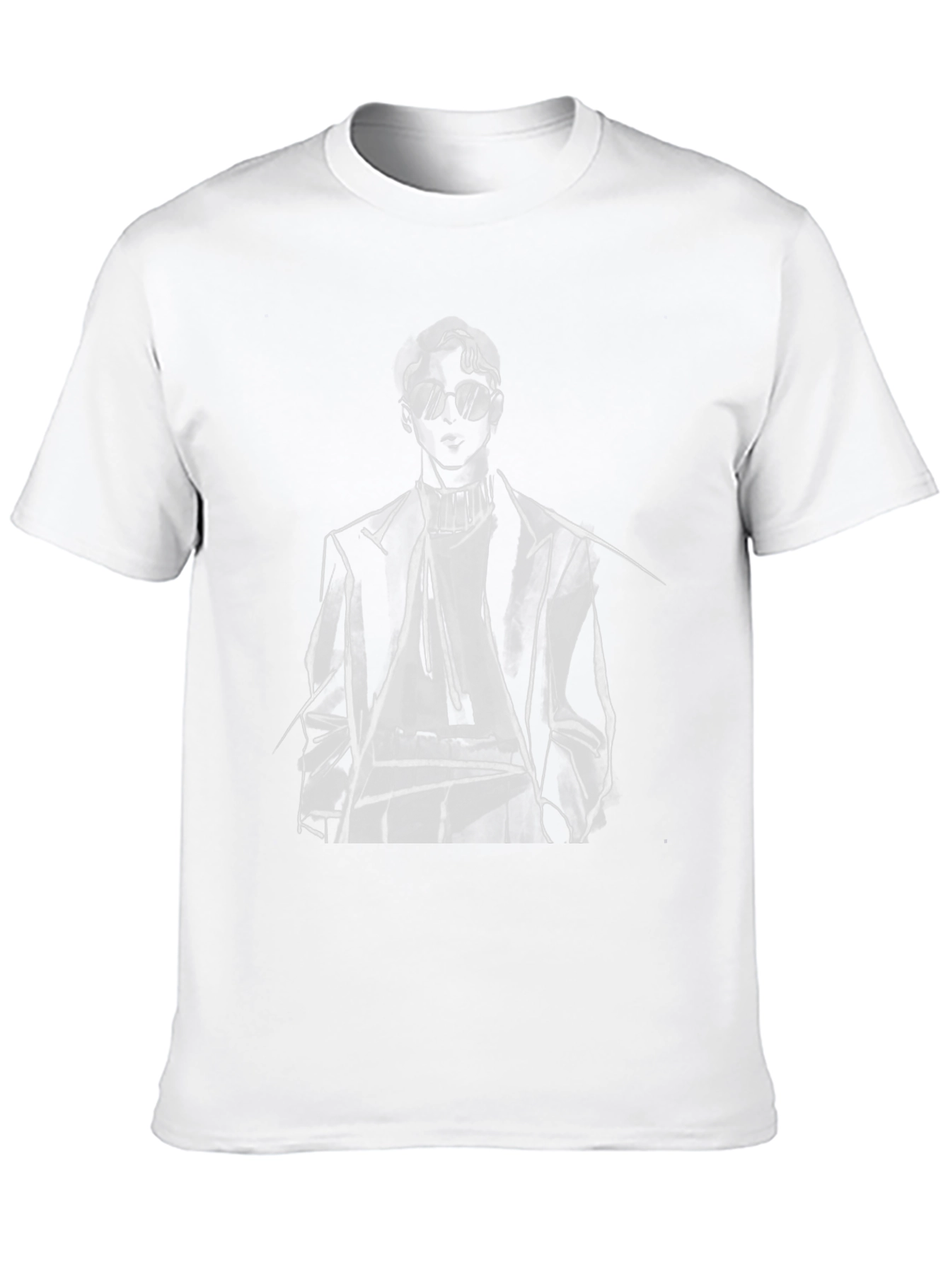 Black Stylish Man Sketch Tee - Black Graphic T-Shirt view 10