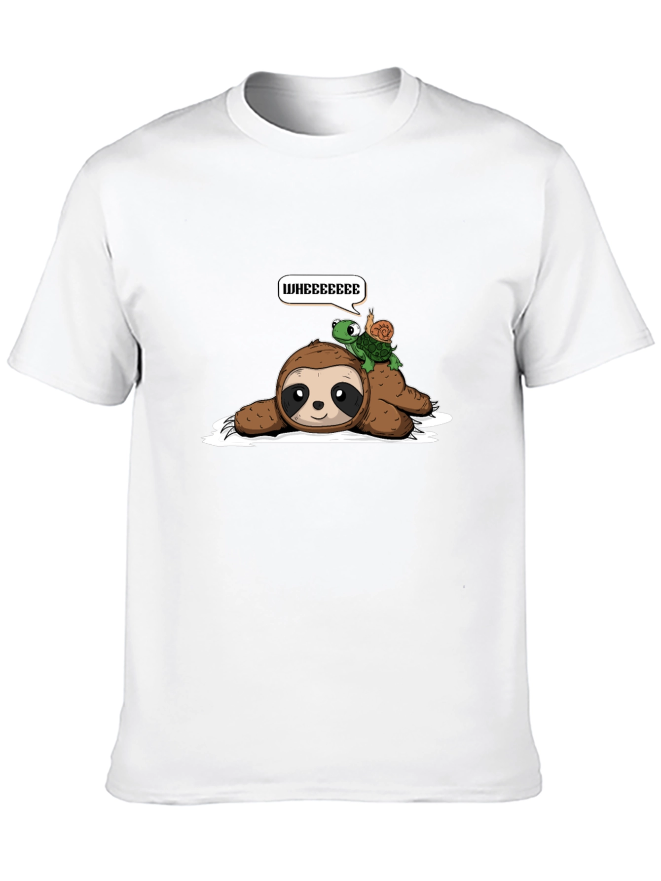 Black Sloth, Turtle, Snail 'Wheee' Graphic T-Shirt view 10