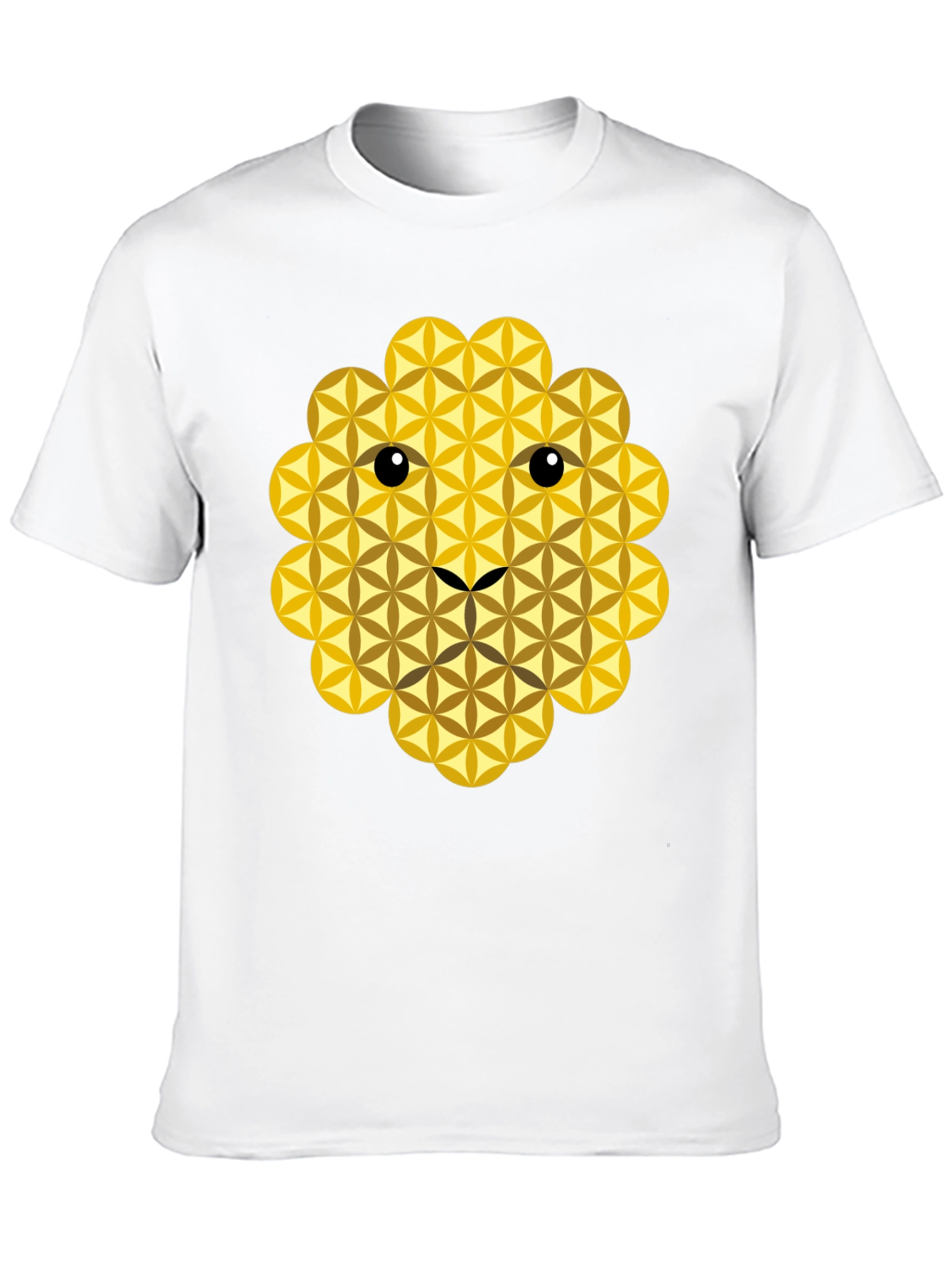 Black Geometric Flower of Life Lion Face Black T-Shirt view 10