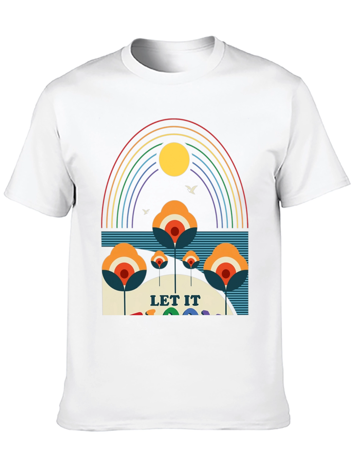 Black Retro "Let It Be" Rainbow Graphic Tee view 10