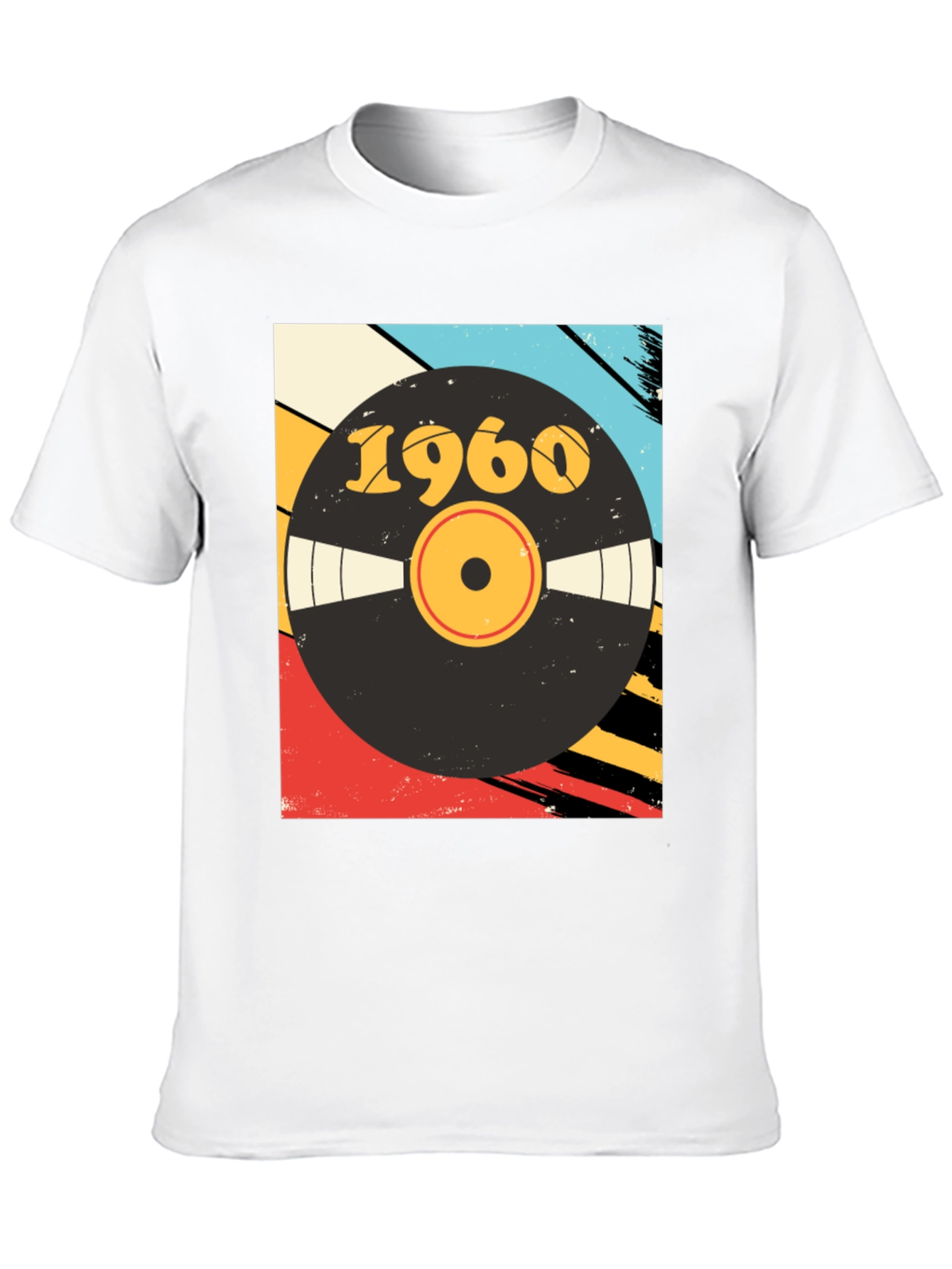 Black Retro 1960 Vinyl Record Graphic T-Shirt view 10