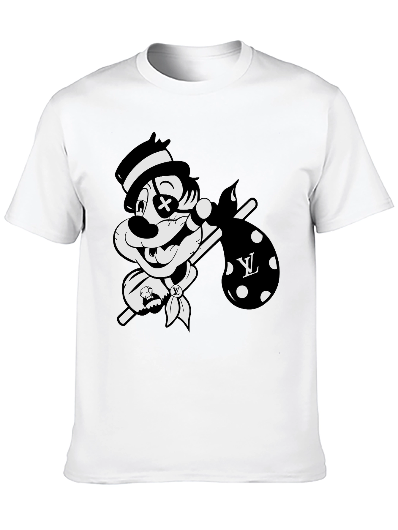 Black Cartoon Hobo Graphic Black T-Shirt view 10