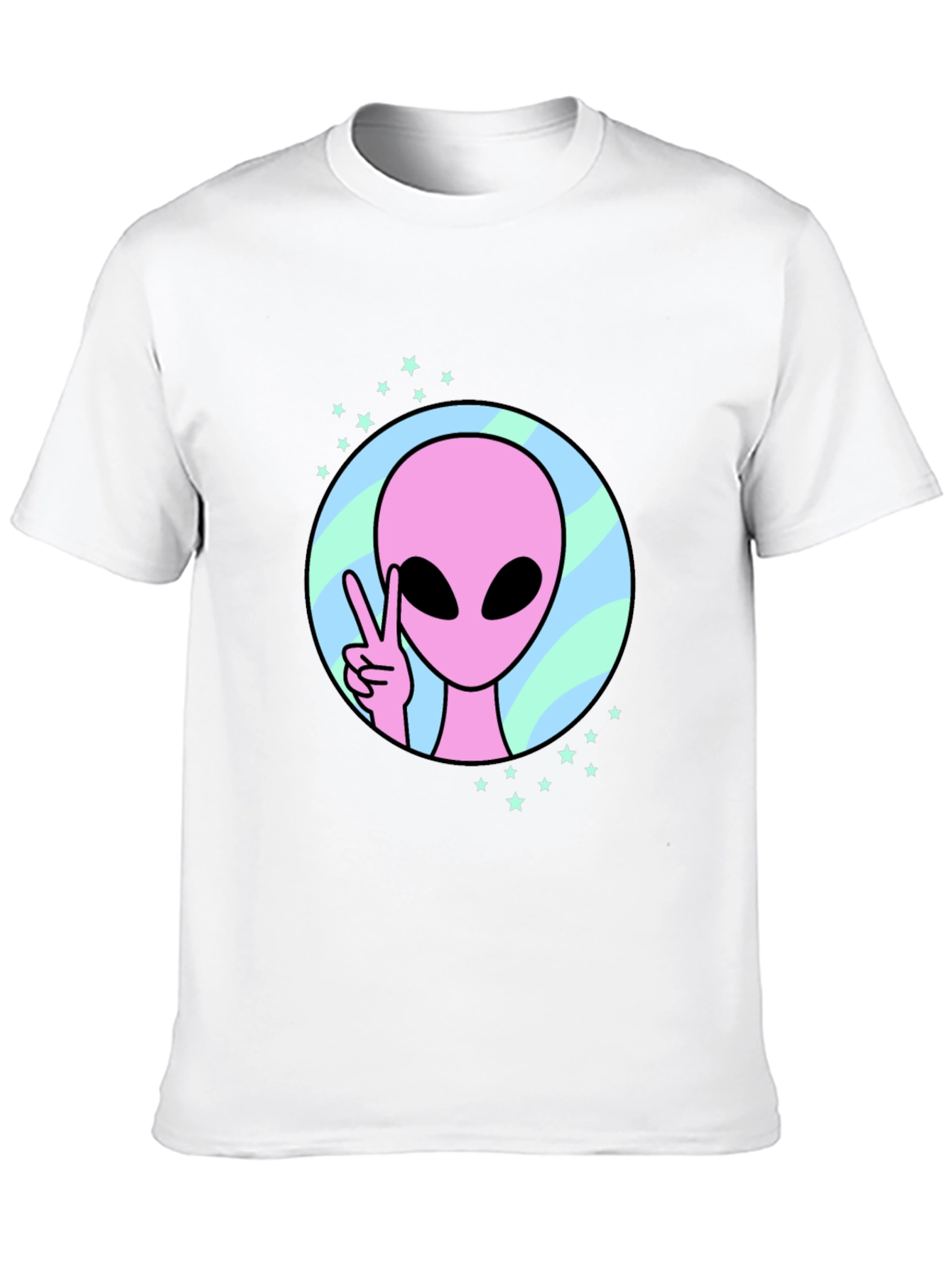 Black Peace Alien Graphic Tee - Black Cotton Shirt view 10