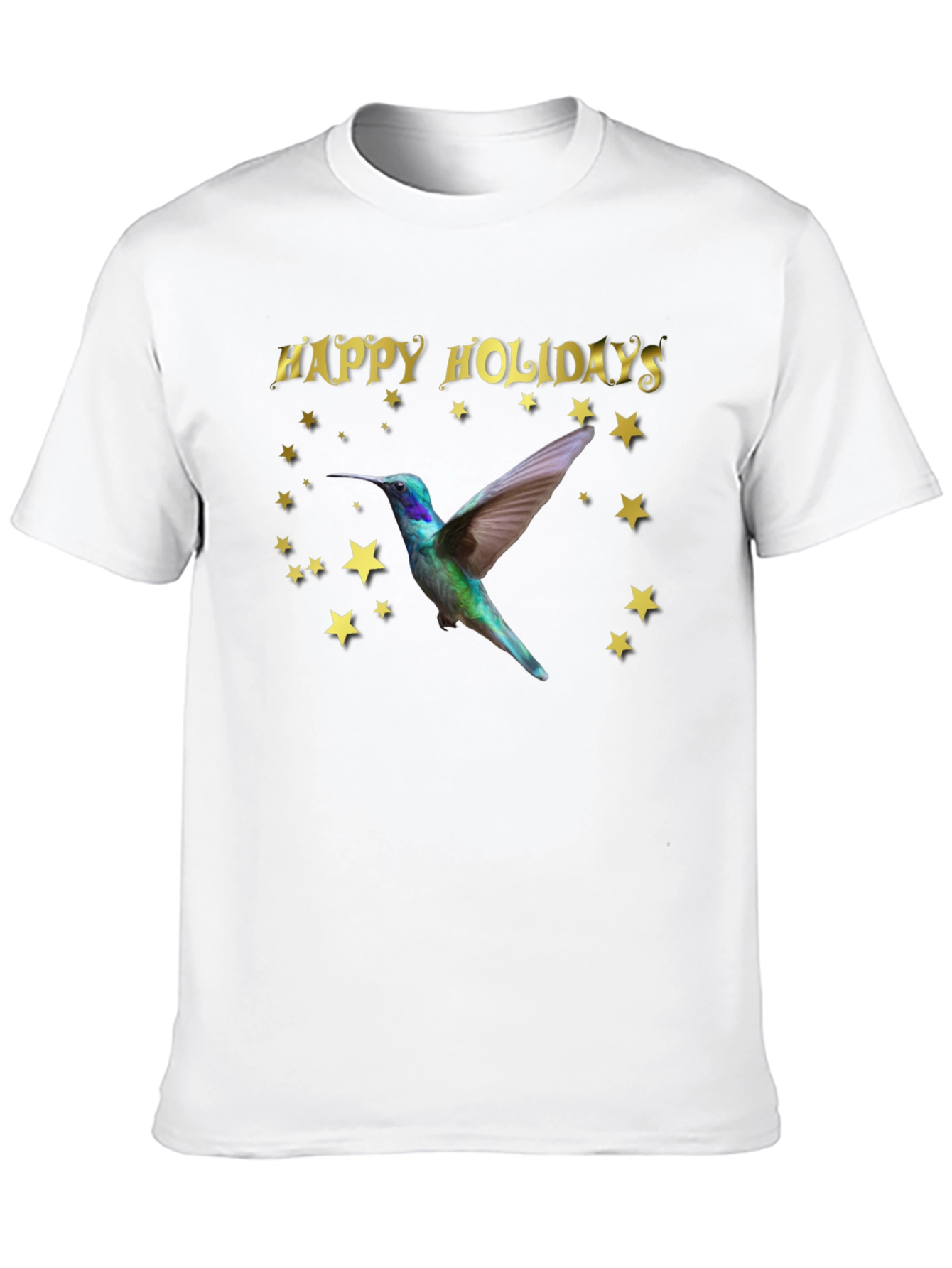 Black Happy Holidays Hummingbird Black T-Shirt view 10