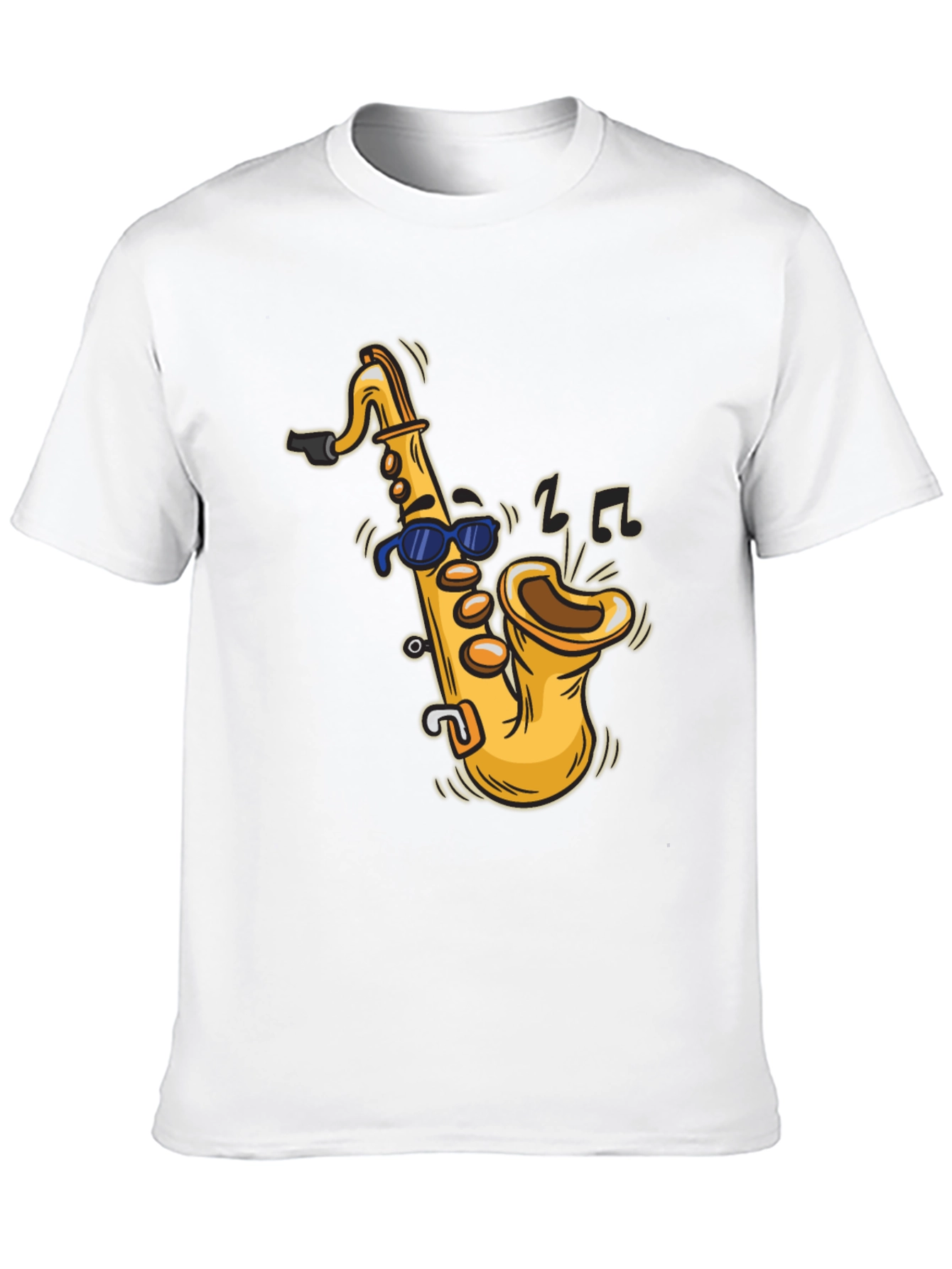 Black Cool Saxophone Cartoon Black T-Shirt view 10