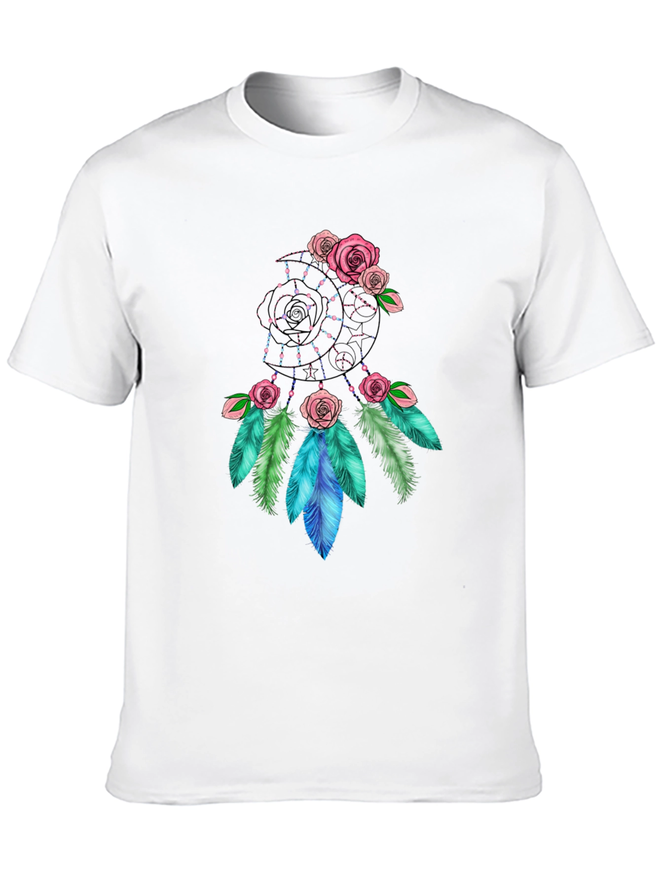Black Dreamcatcher Rose Graphic Black T-Shirt view 10