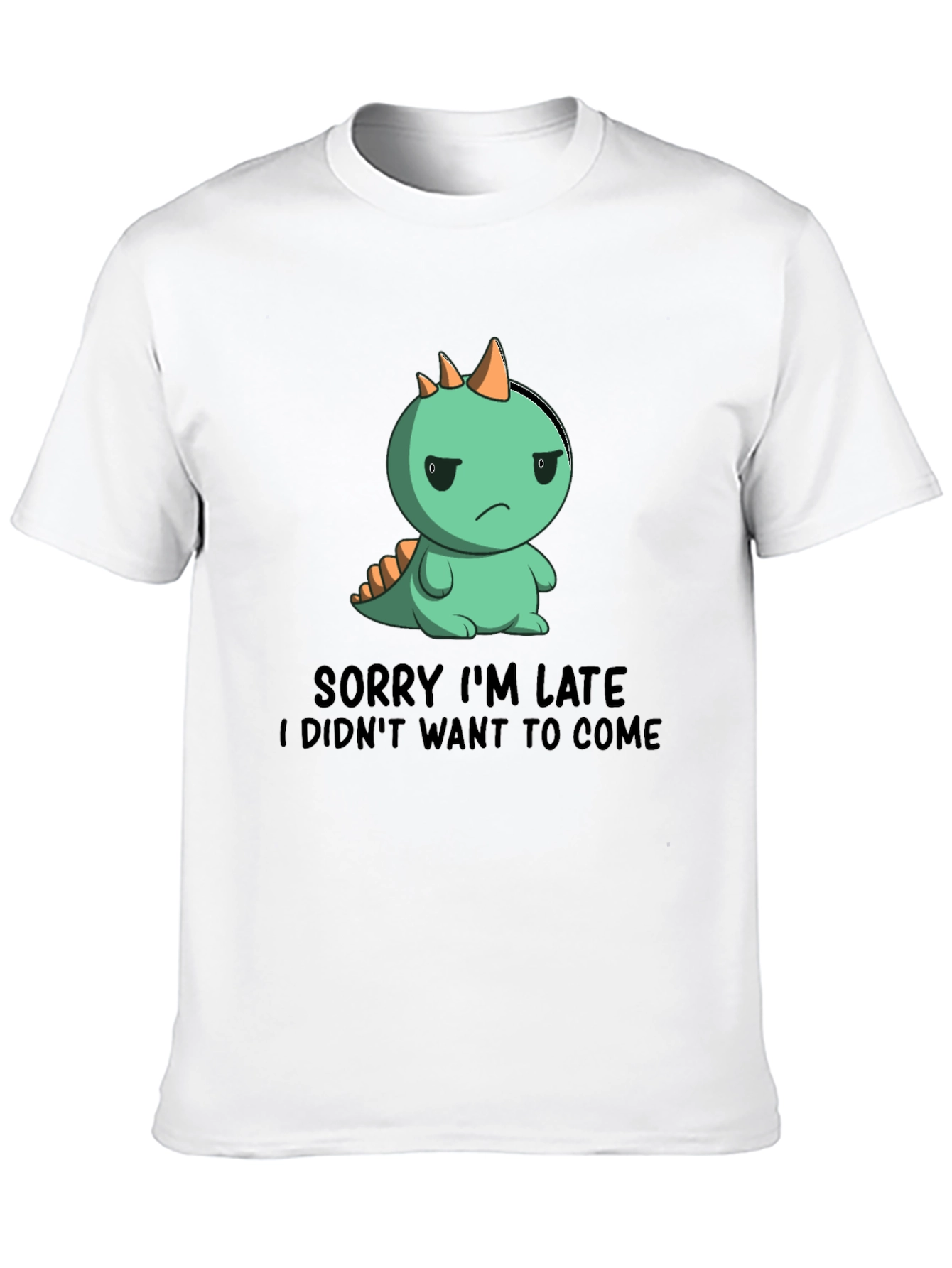 Black Funny Dinosaur Sorry I'm Late Graphic T-Shirt view 10