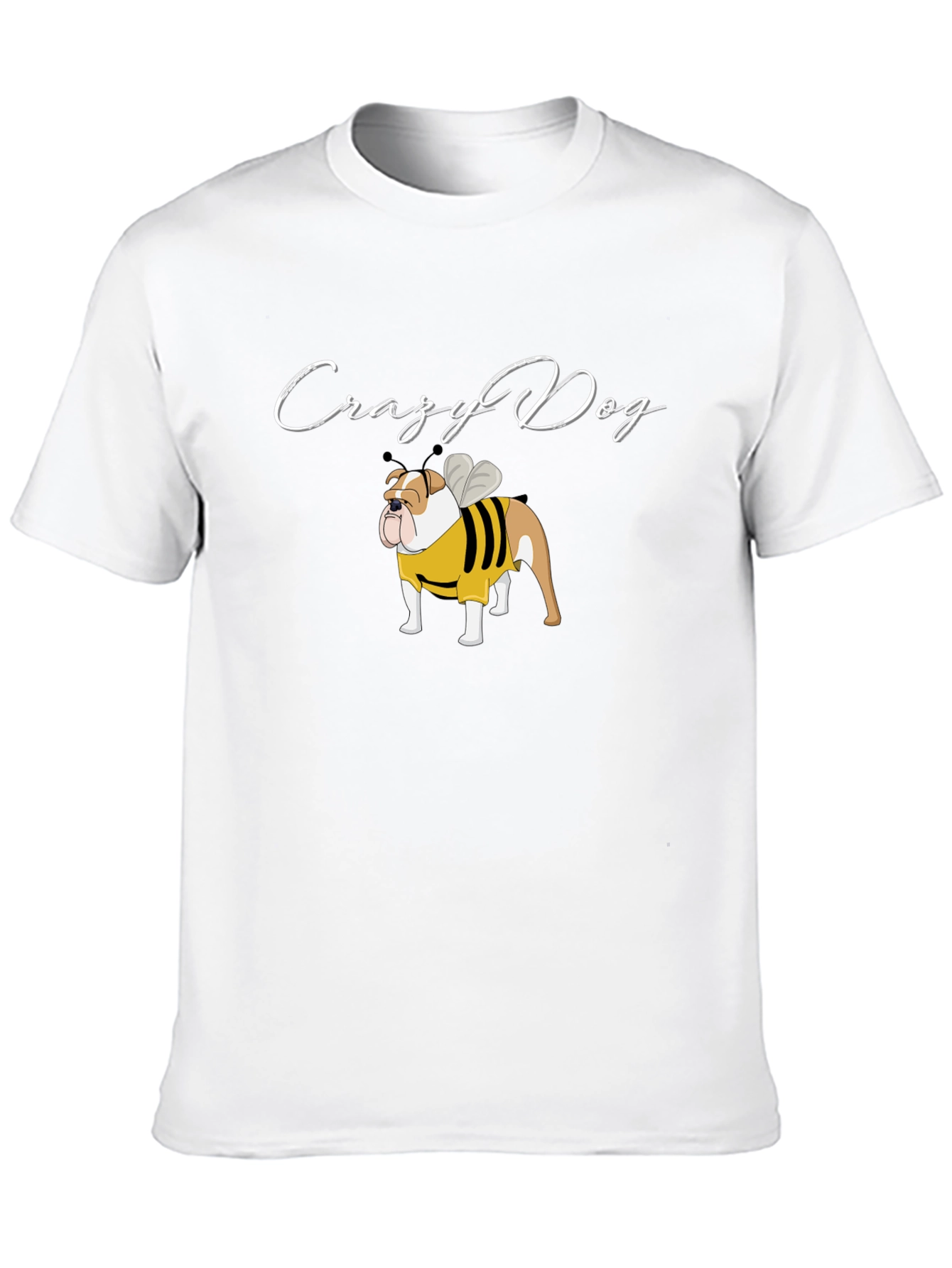 Black Crazy Dog Bulldog Bee T-Shirt view 10