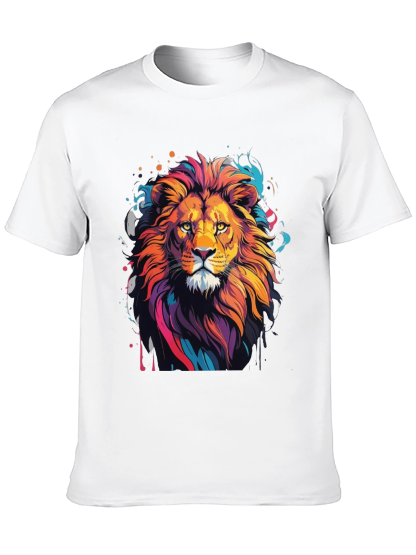 Black Vibrant Lion Graphic Tee - Artistic Men's T-Shirt view 10