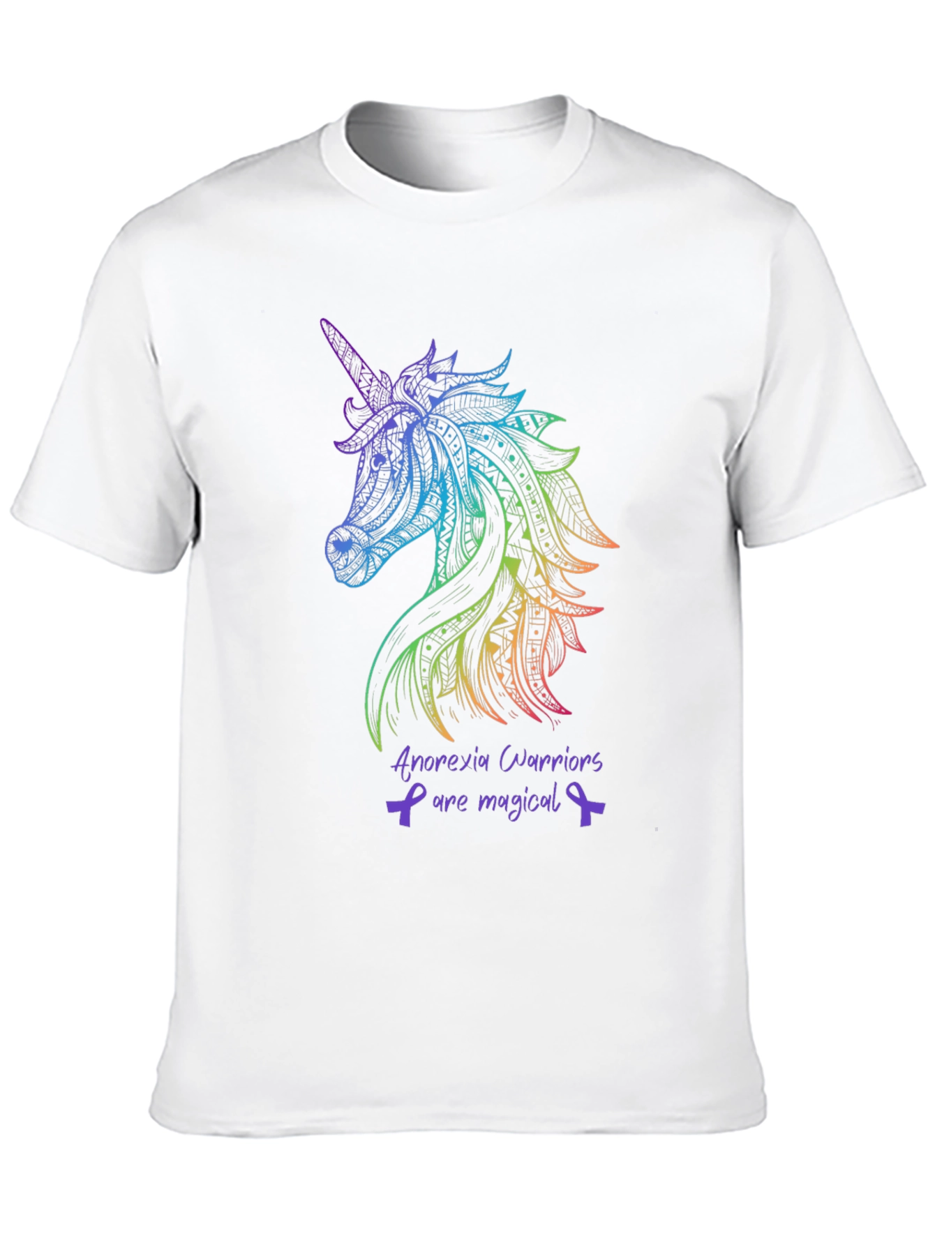 Black Unicorn Anorexia Warrior Awareness T-Shirt view 10