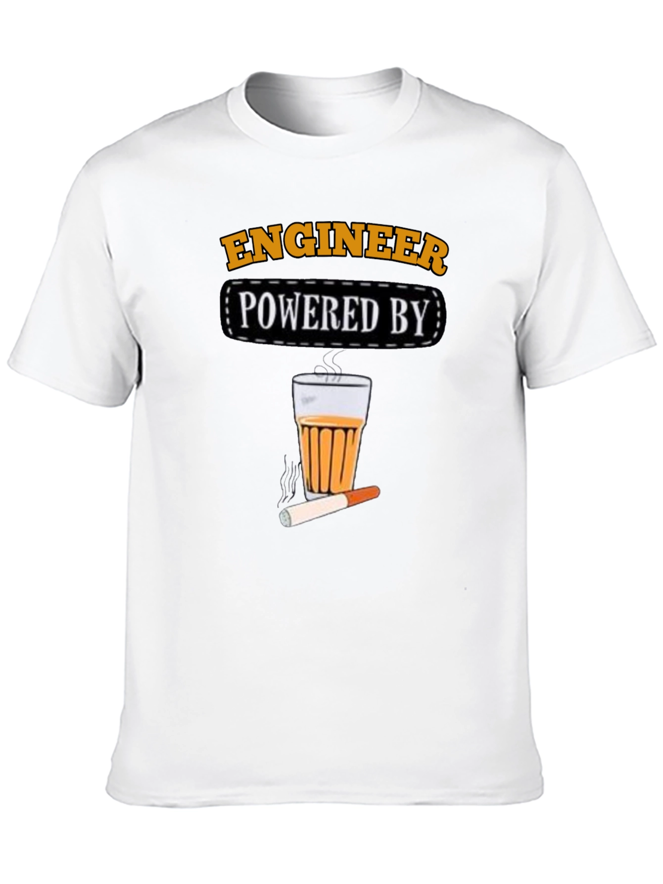 Black Engineer Powered By Tea & Cigarette T-Shirt view 10