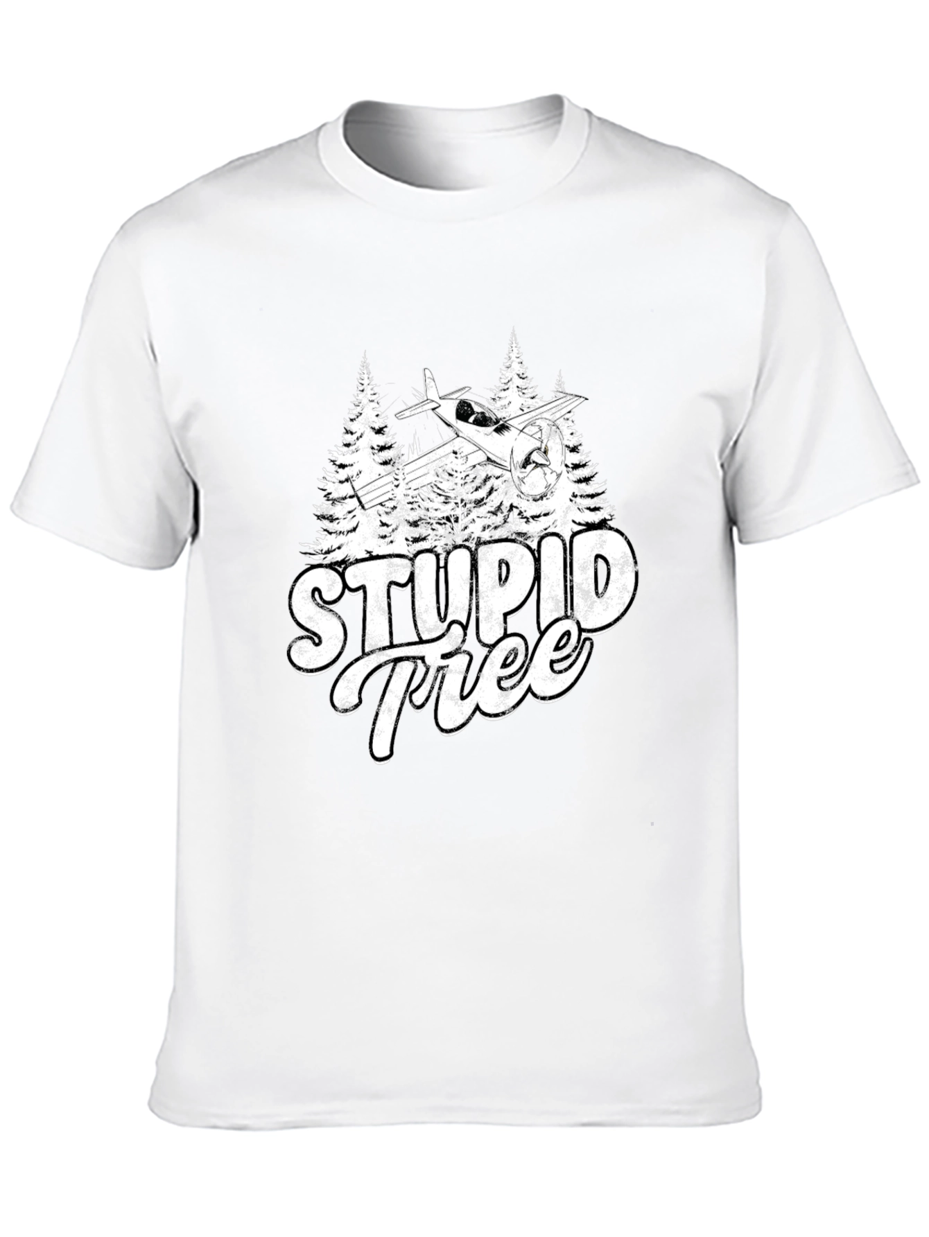 Black Stupid Tree Airplane Humor Graphic Tee view 10