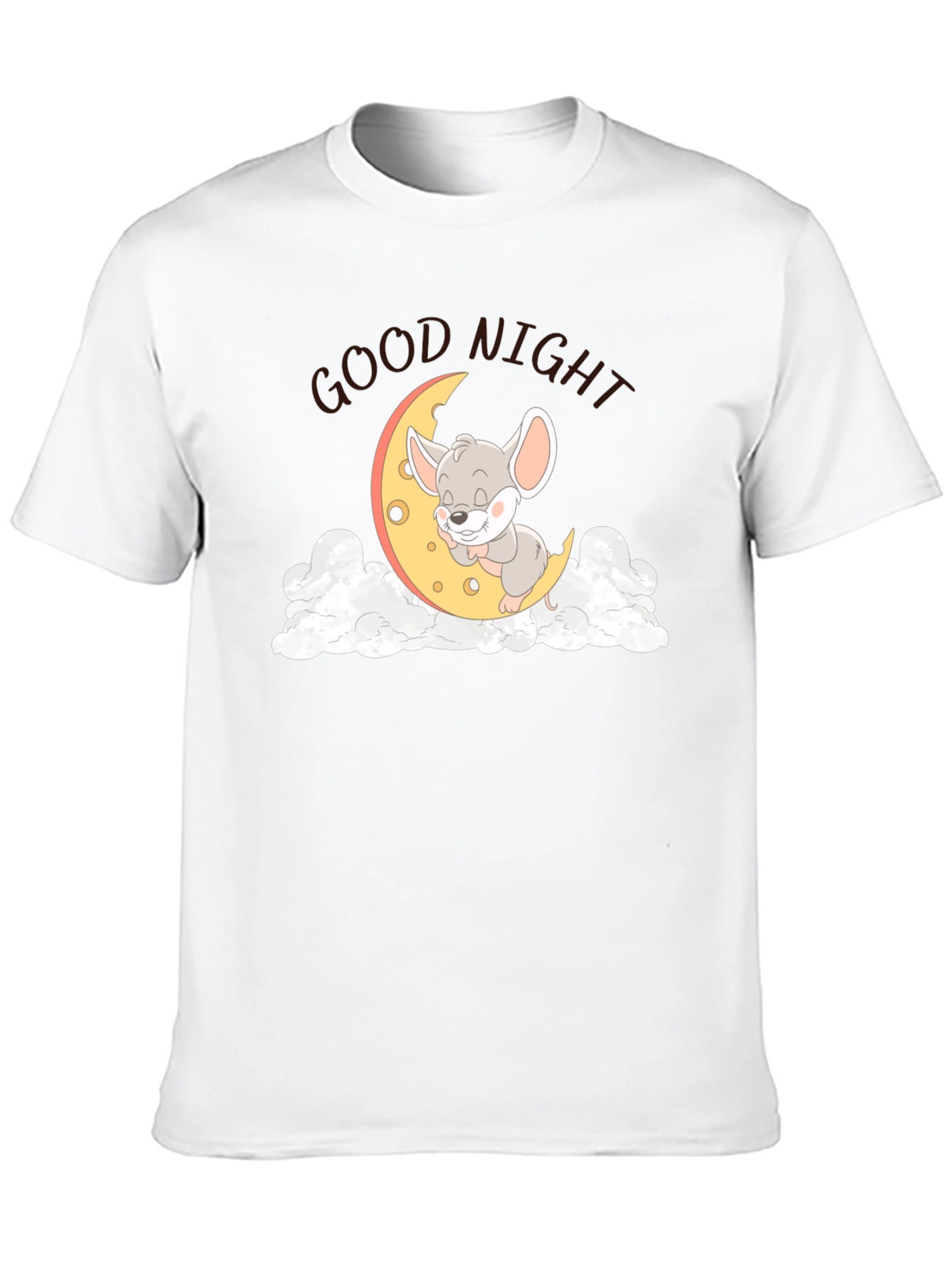 Black Cute Sleeping Mouse on Moon Graphic T-Shirt view 10