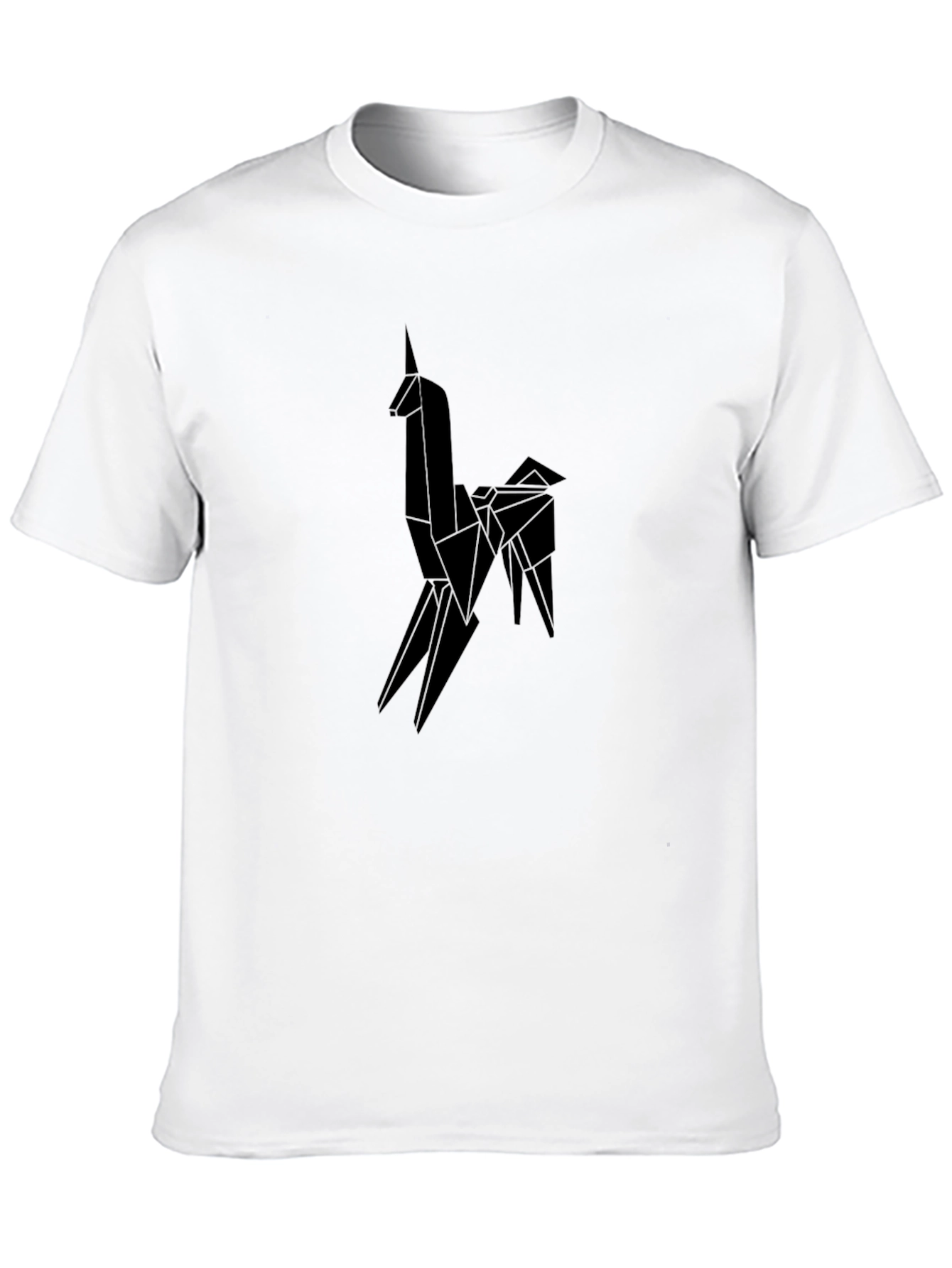 Black Origami Unicorn Graphic Tee - Men's Black T-Shirt view 10
