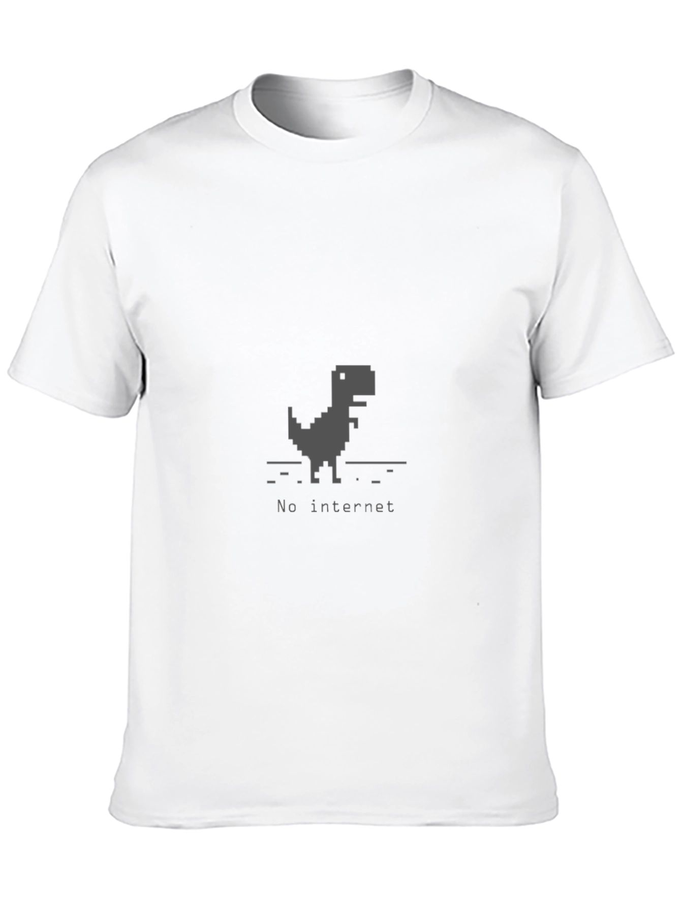 Black No Internet Dinosaur Black T-Shirt view 10