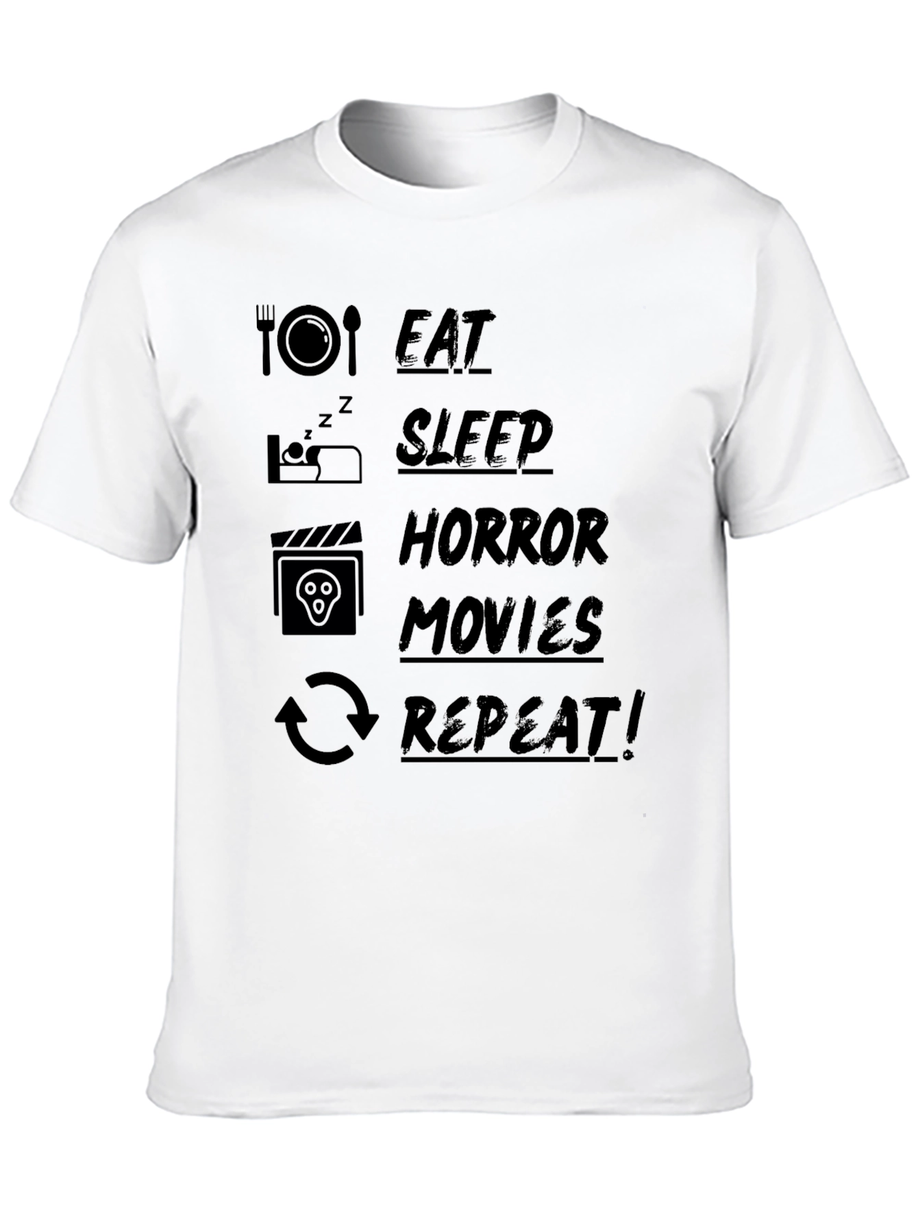 Black Eat Sleep Horror Movies Repeat Black T-Shirt view 10