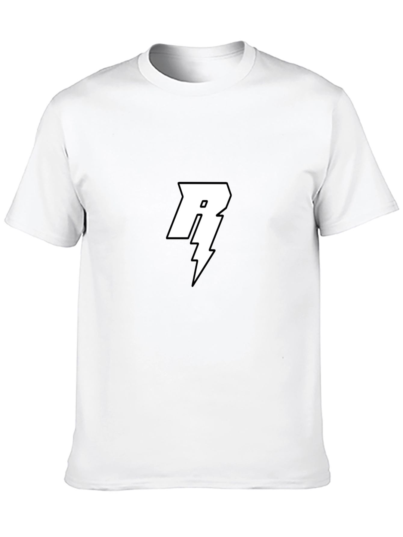 Black Black T-Shirt with White Letter R Lightning Bolt Design view 10