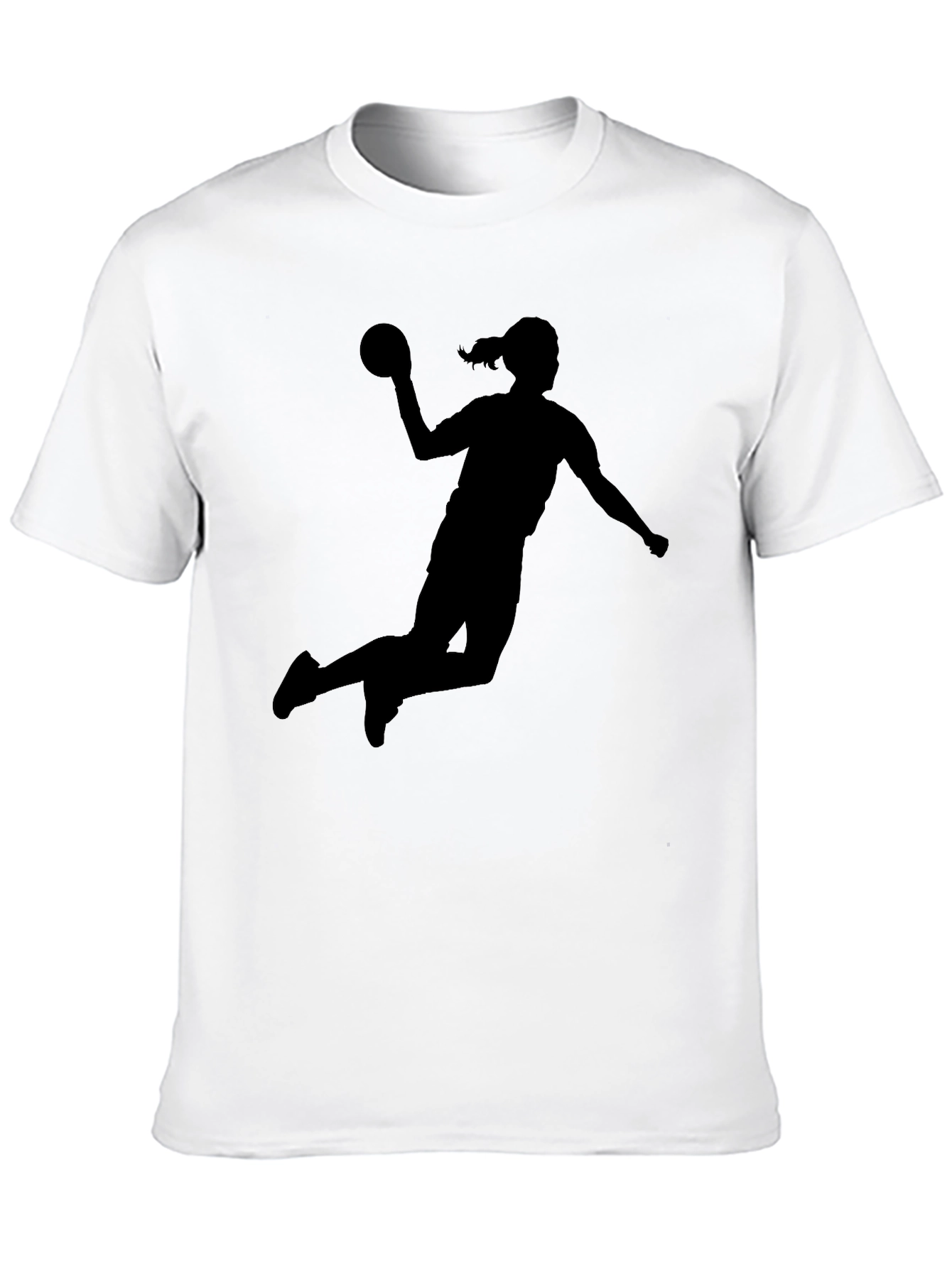 Black Handball Player Silhouette Black T-Shirt view 10