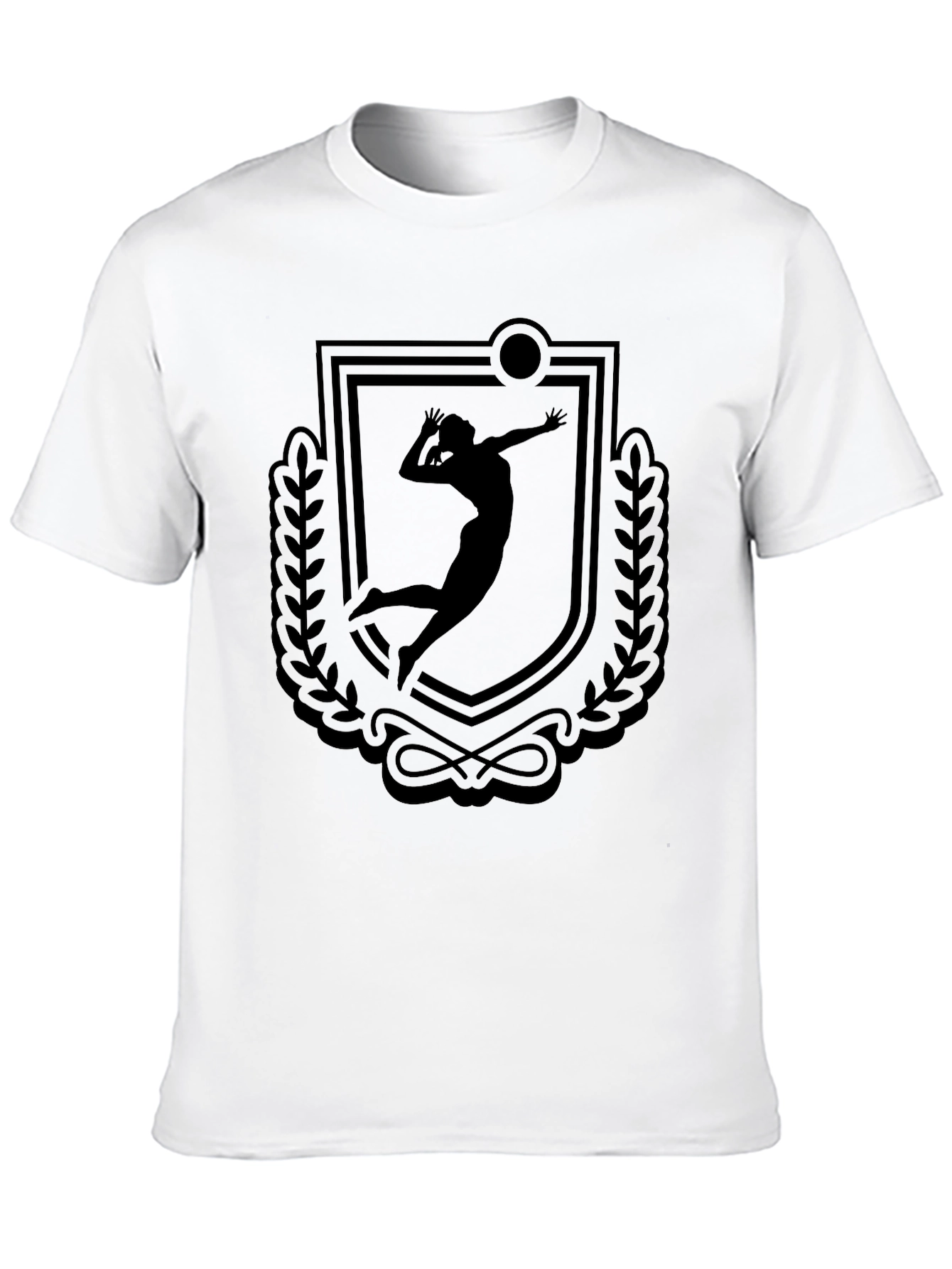 Black Volleyball Player Crest Graphic Tee - Black view 10