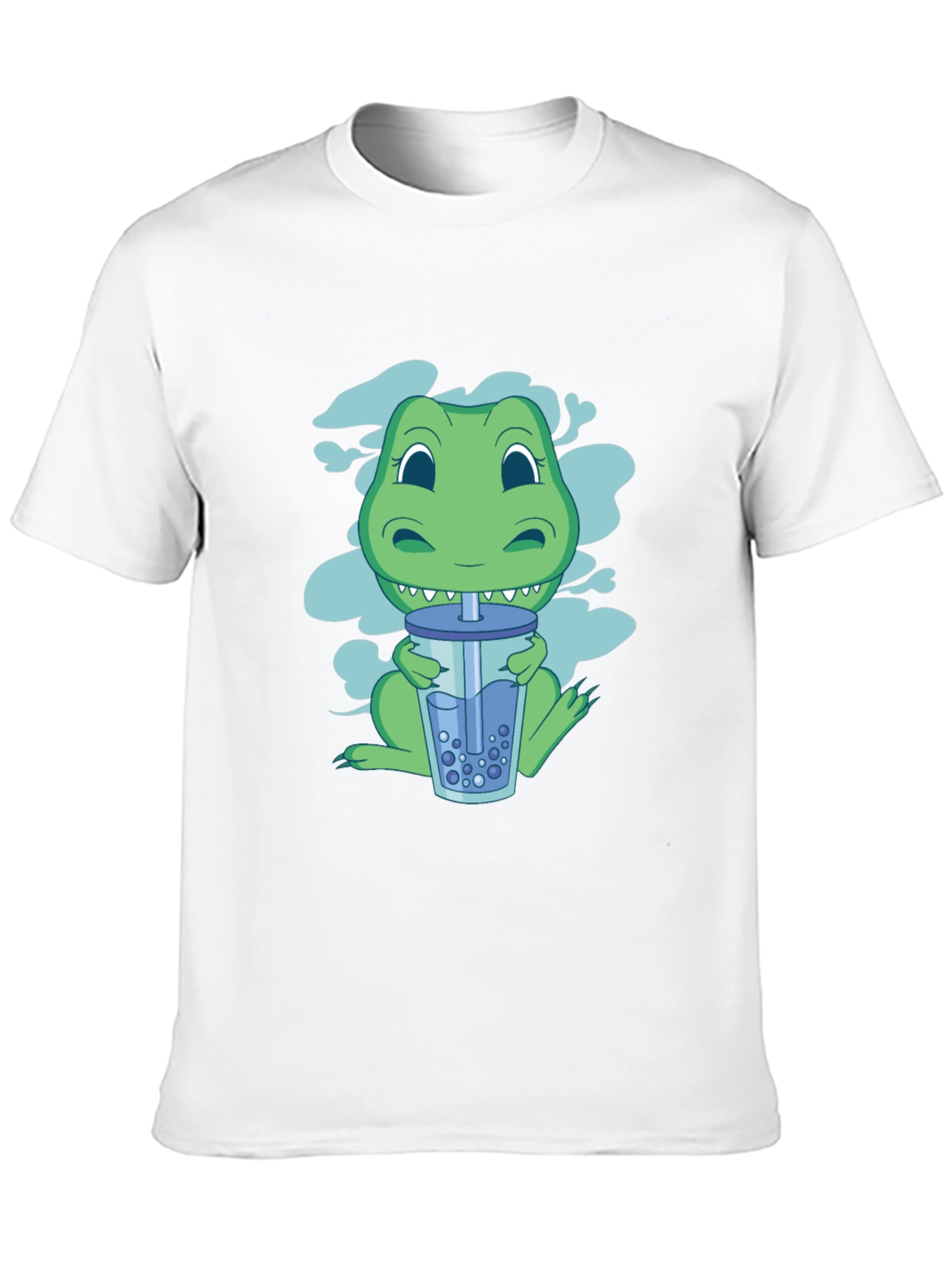 Black Dino Boba Tea Graphic Tee - Black Cotton T-Shirt view 10