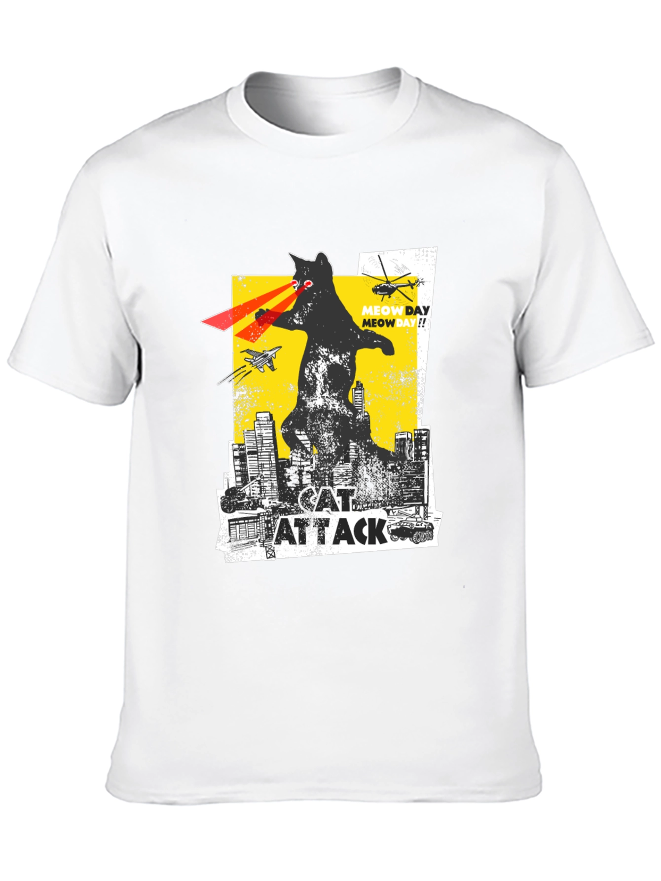Black Cat Attack T-Shirt - Funny Graphic Tee view 10