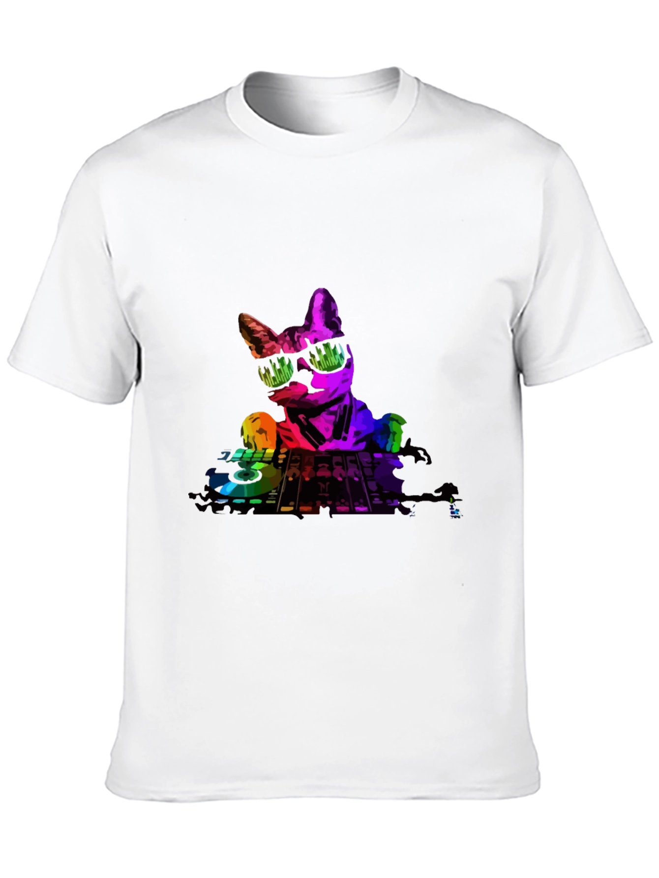Black DJ Cat Graphic T-Shirt - Cool Music Lover Tee view 10