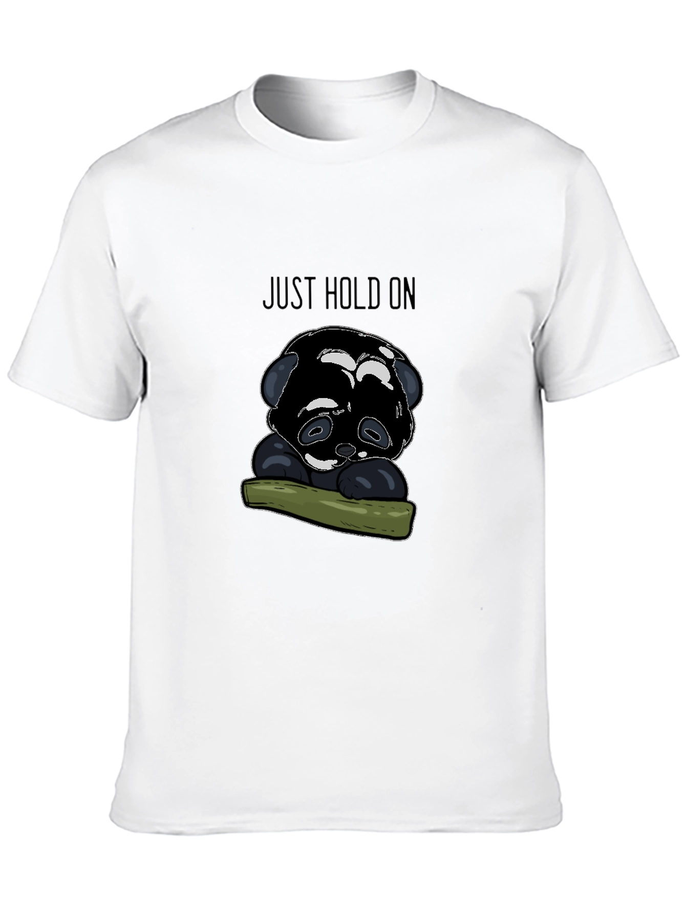Black Just Hold On Panda T-Shirt - Comfort Fit view 10