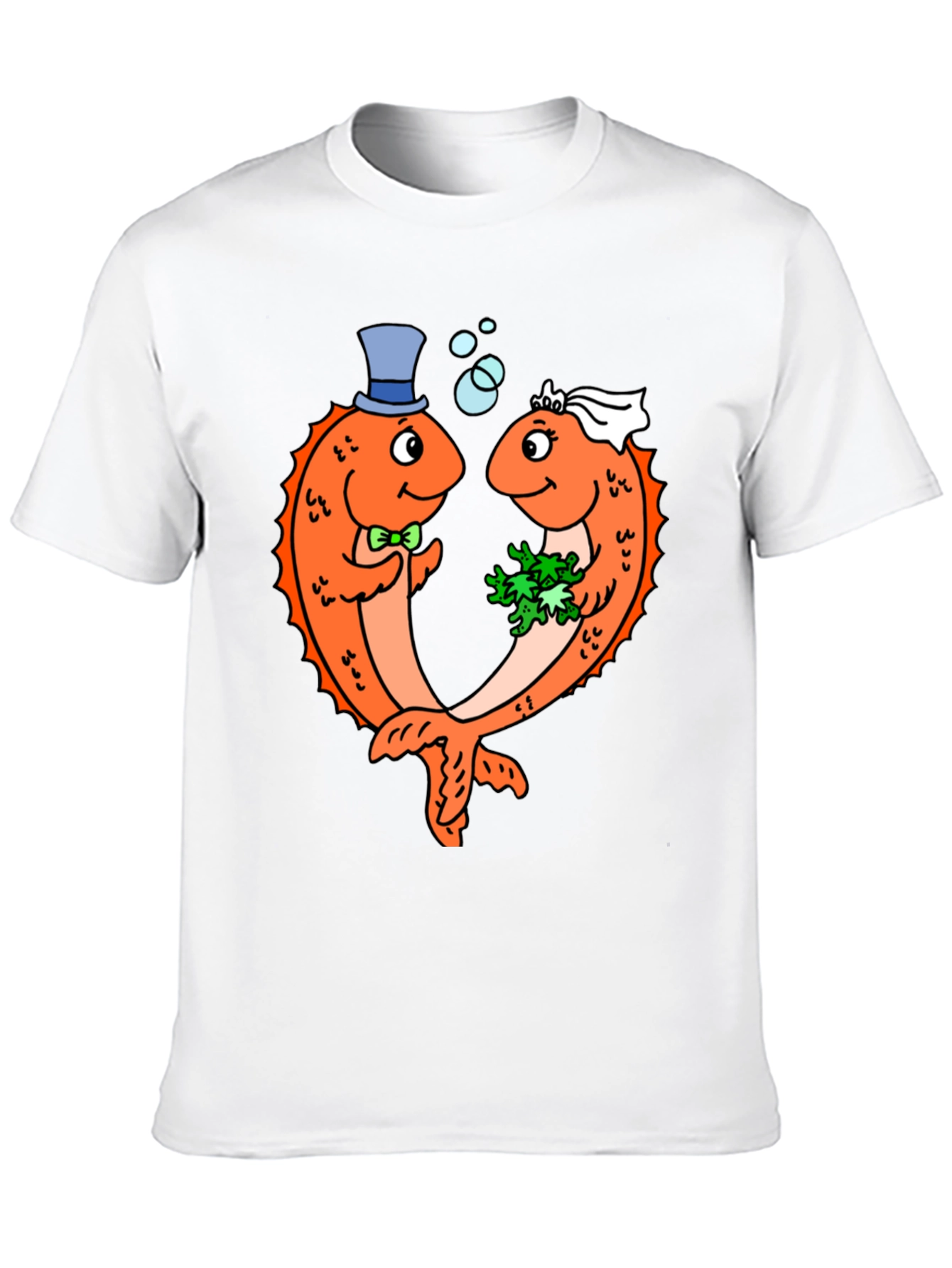 Black Funny Fish Wedding Black T-Shirt view 10