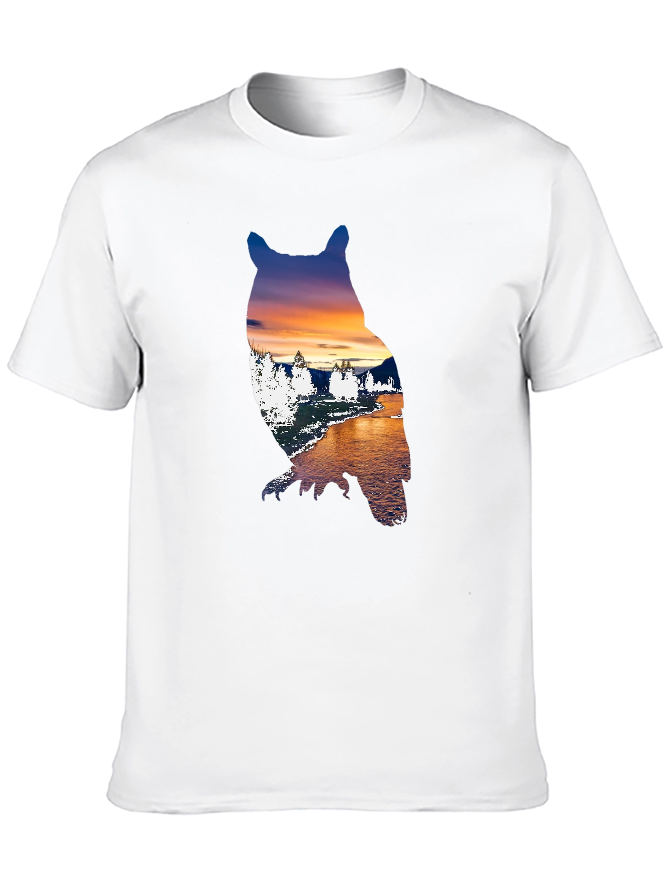 Black Sunset Owl Graphic Tee - Men's Black T-Shirt view 10