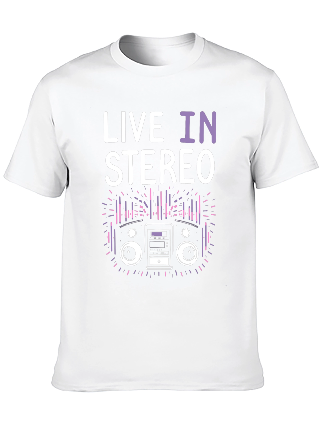 Black Live In Stereo Graphic Tee - Music Lover T-Shirt view 10