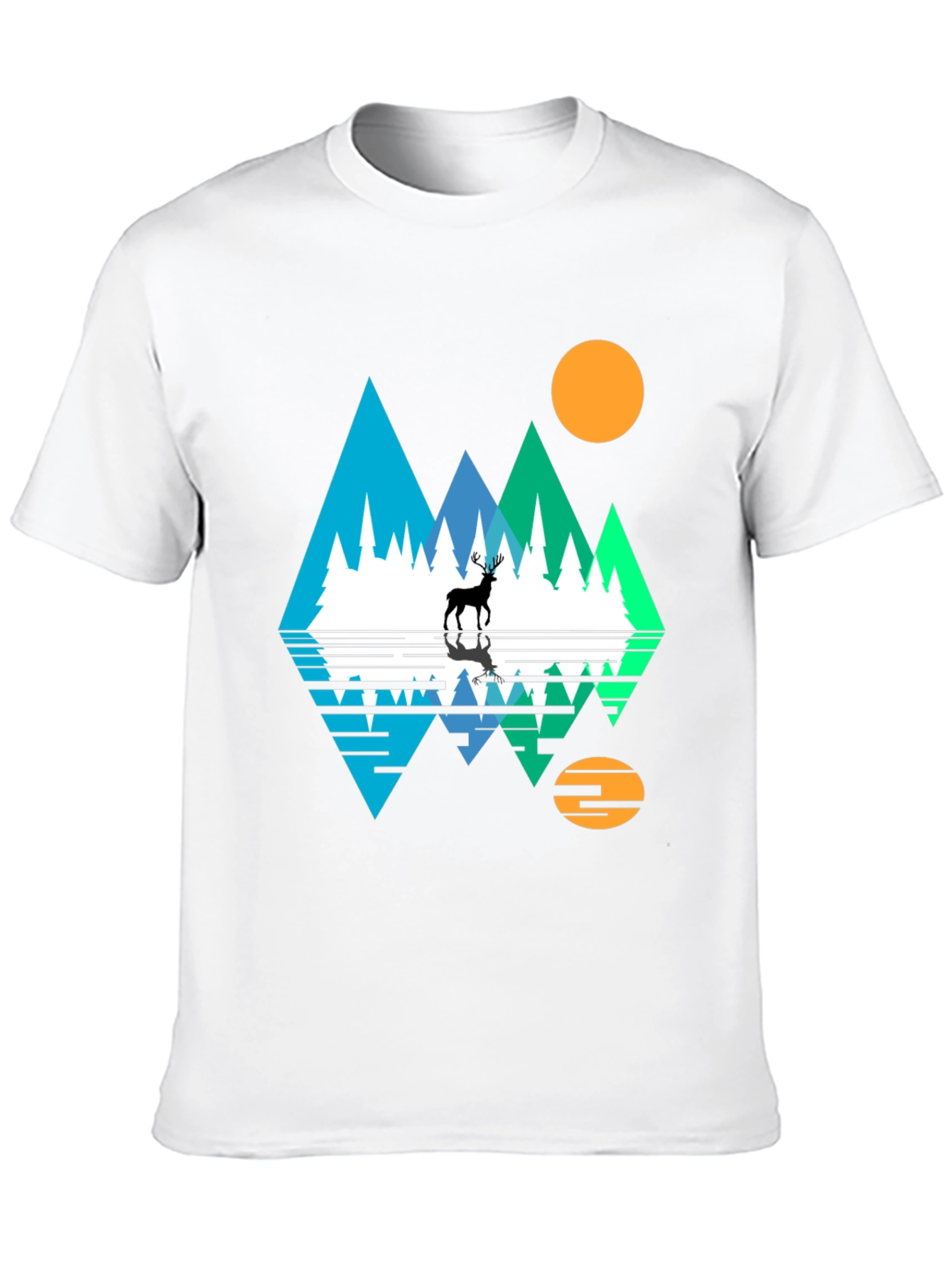 Black Nature Deer Graphic Tee - Black Cotton Blend view 10