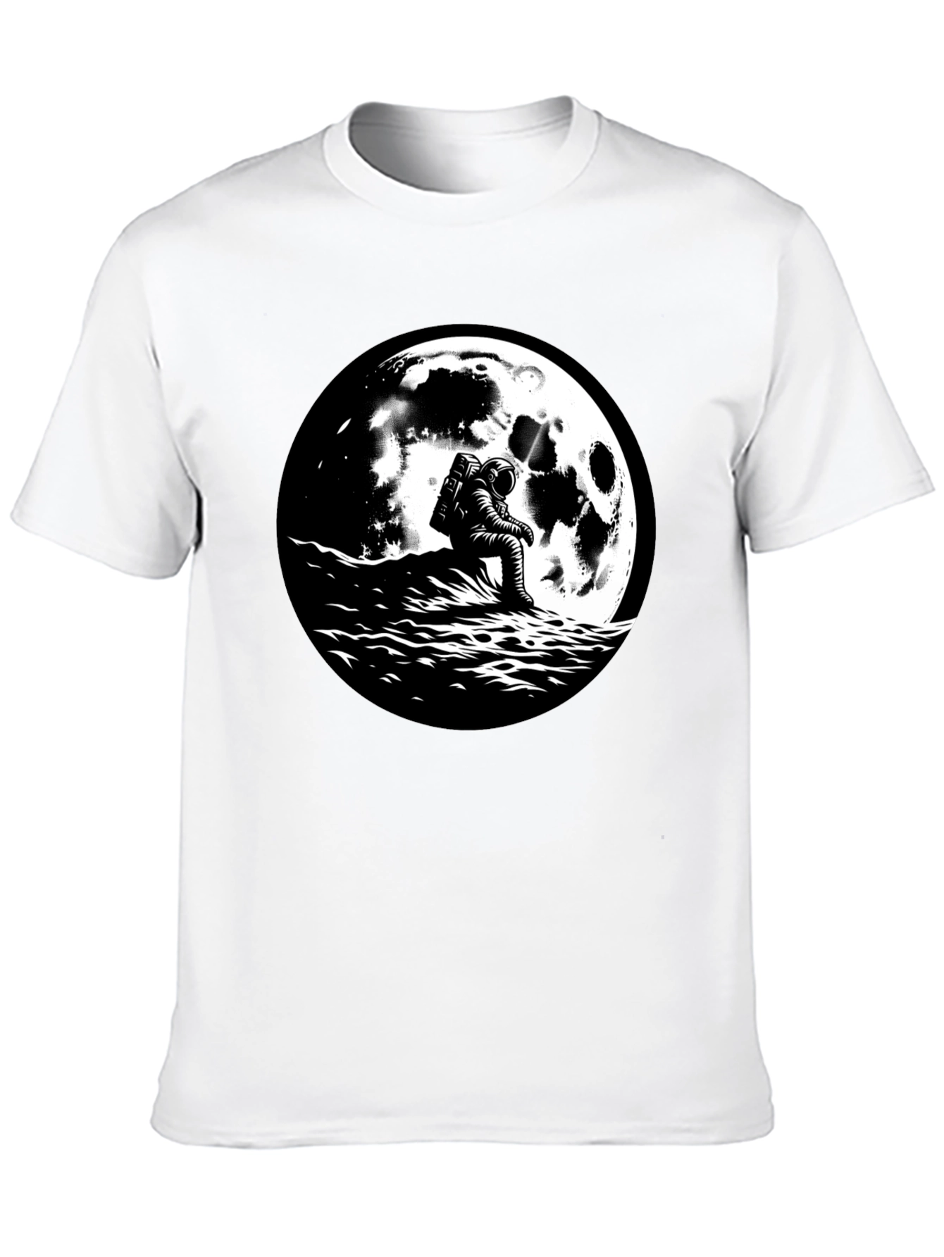 Black Astronaut Moon Graphic T-Shirt - Black Cotton Tee view 10