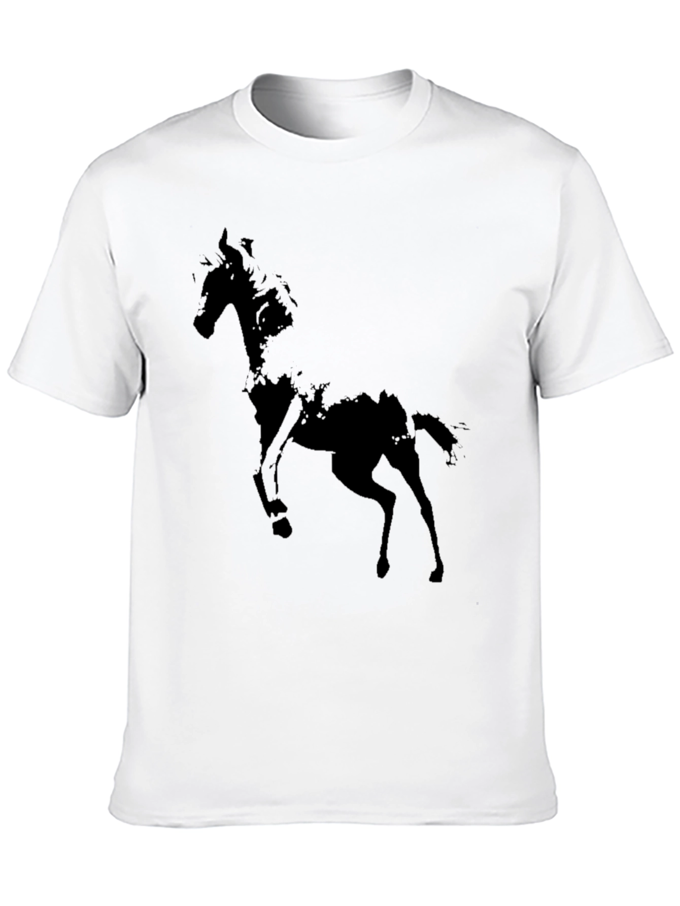 Black Abstract Horse Graphic Black T-Shirt view 10