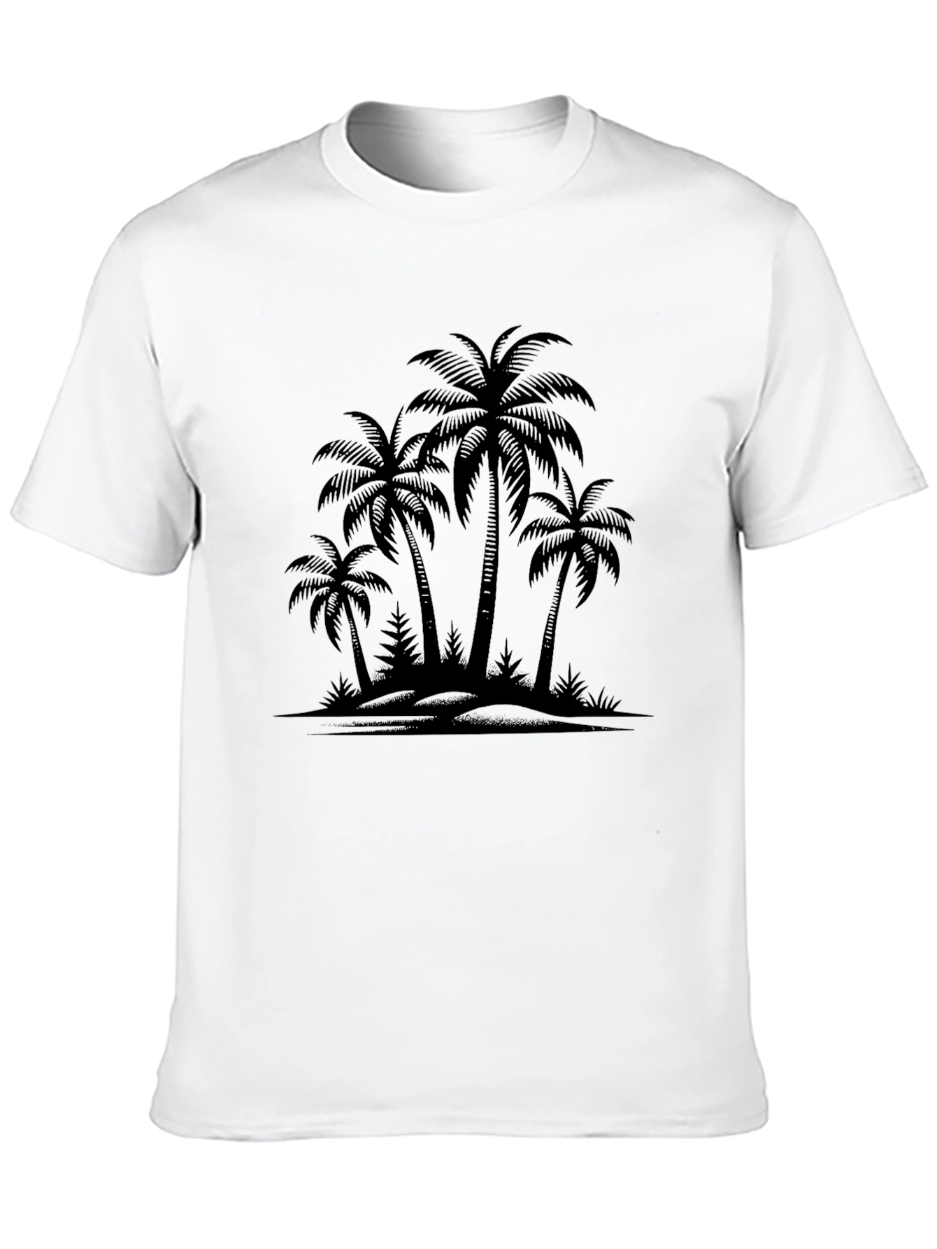Black Palm Tree Silhouette Graphic Black T-Shirt view 10