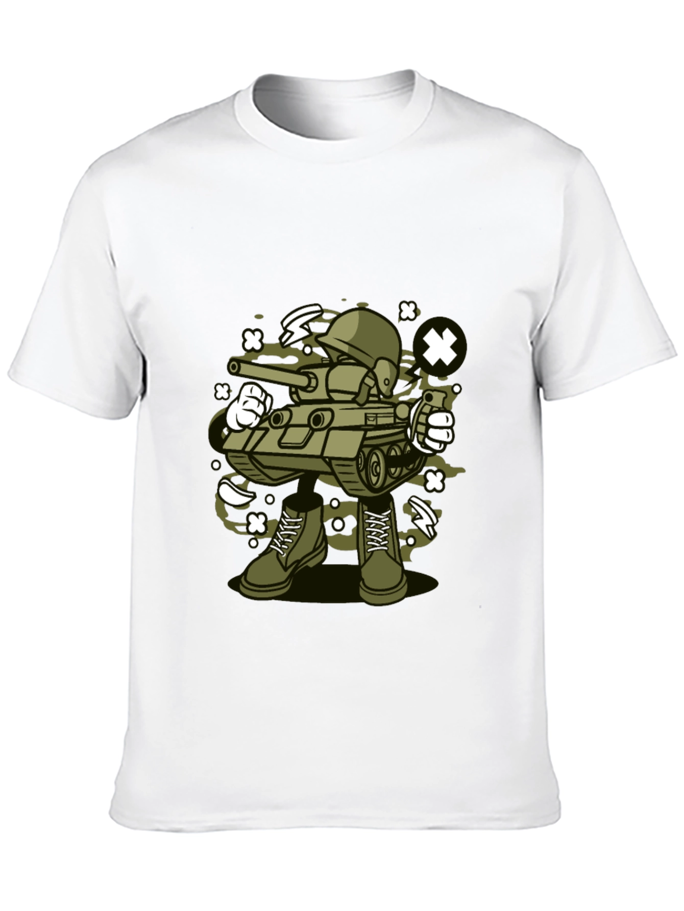 Black Cartoon Tank Soldier T-Shirt - Black view 10