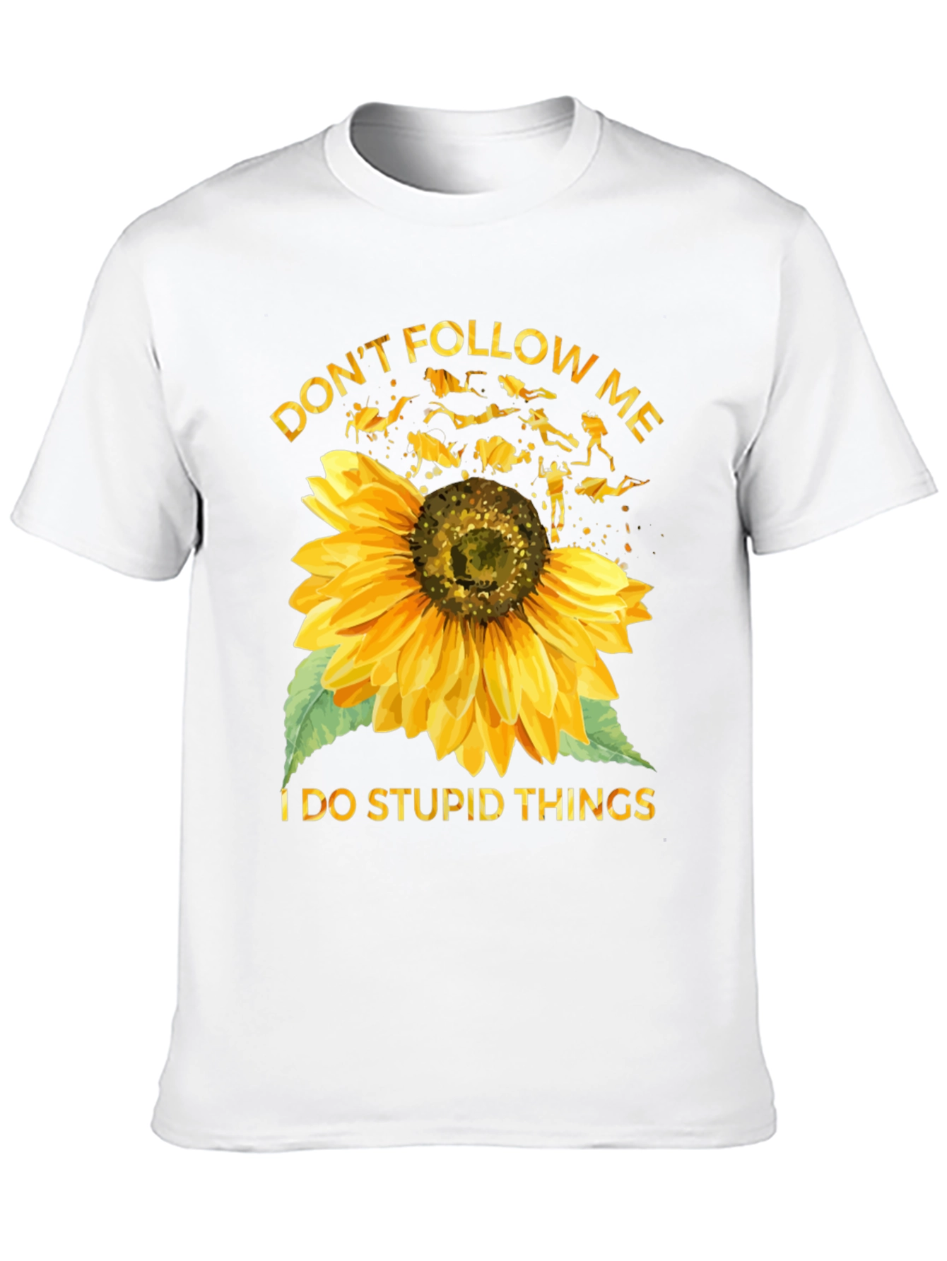 Black Don't Follow Me Sunflower Scuba Diving T-Shirt view 10