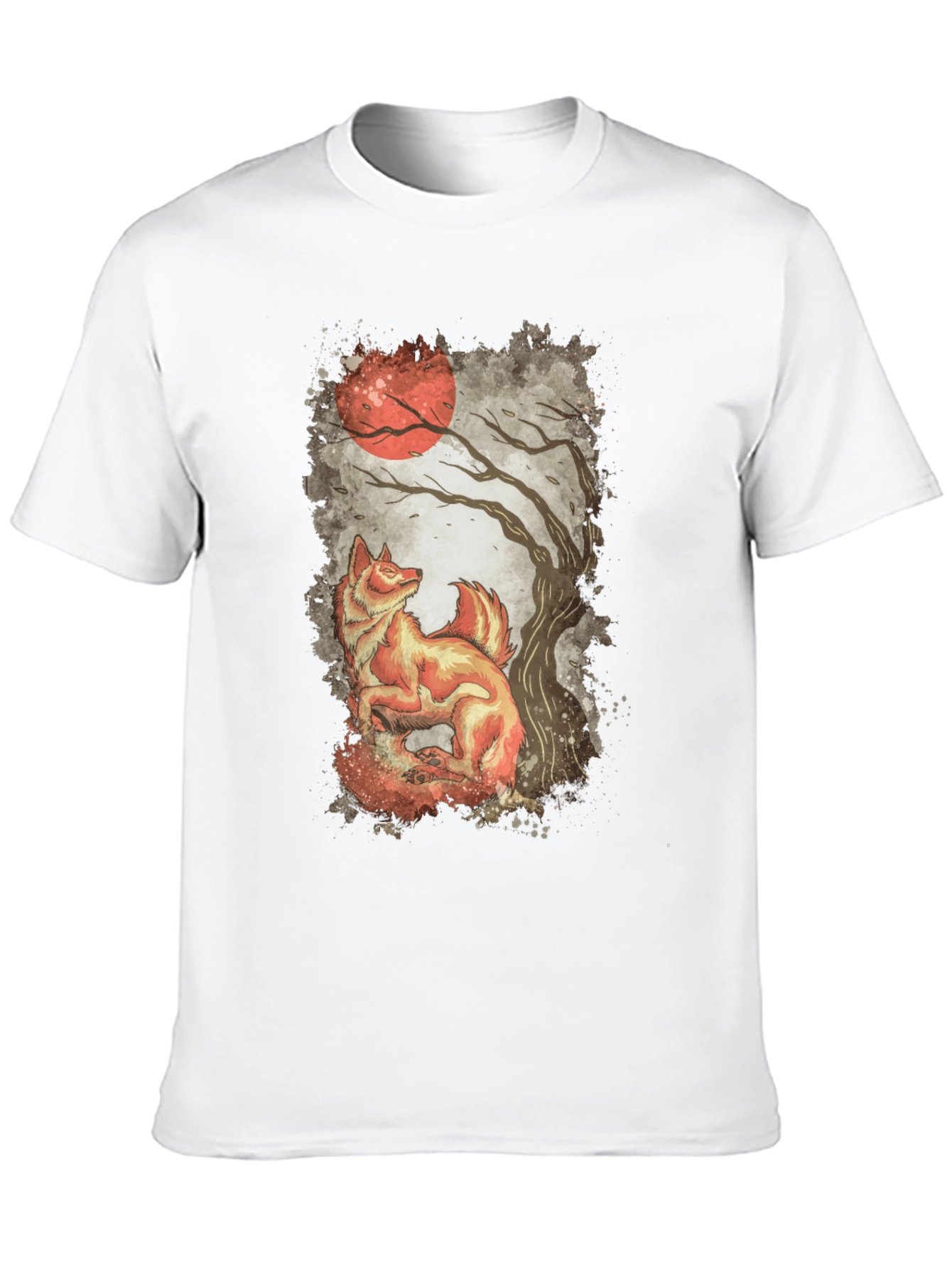 Black Fox and Moon Graphic Print Tee view 10