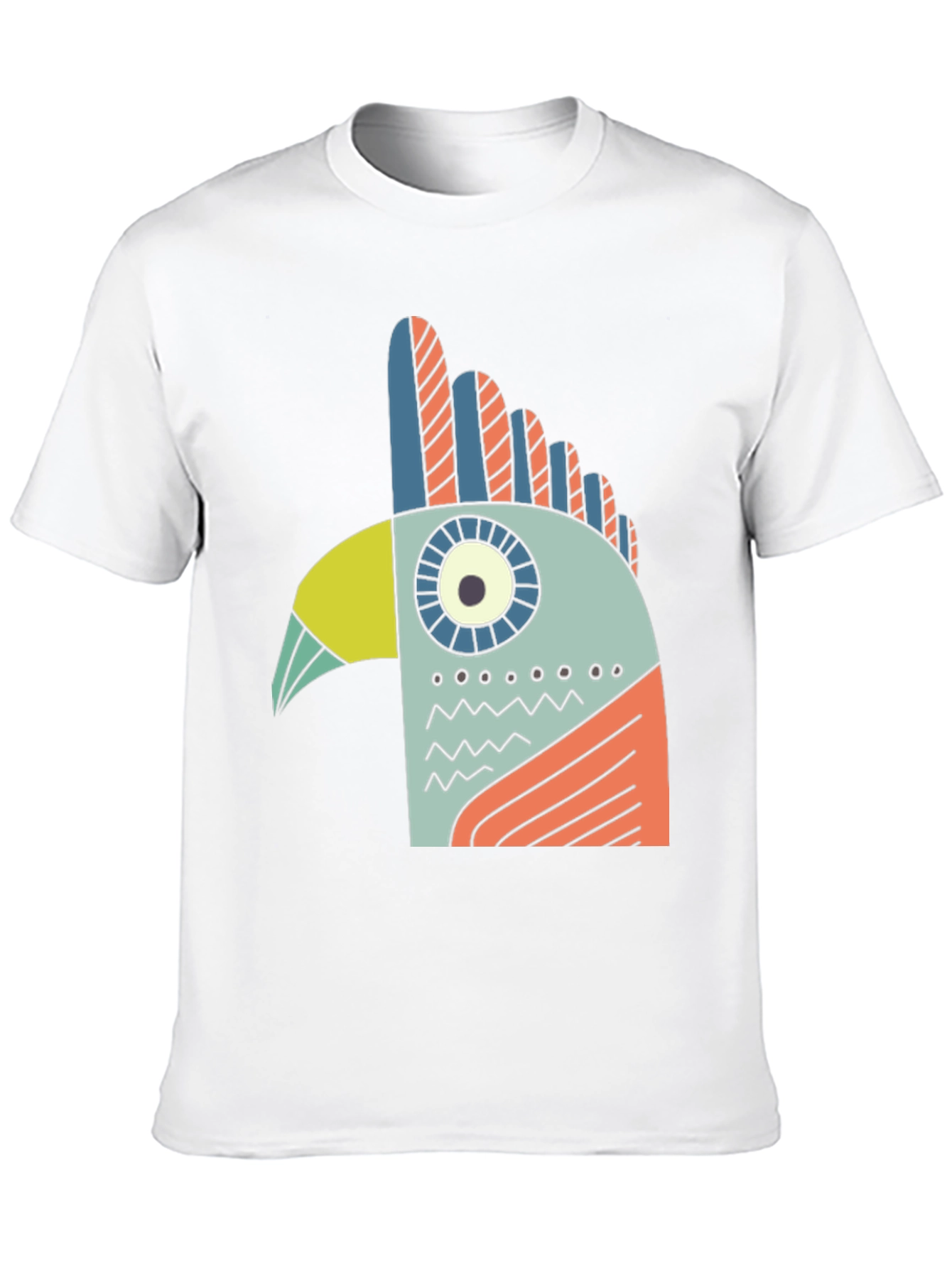 Black Abstract Bird Graphic Tee - Black Cotton T-Shirt view 10